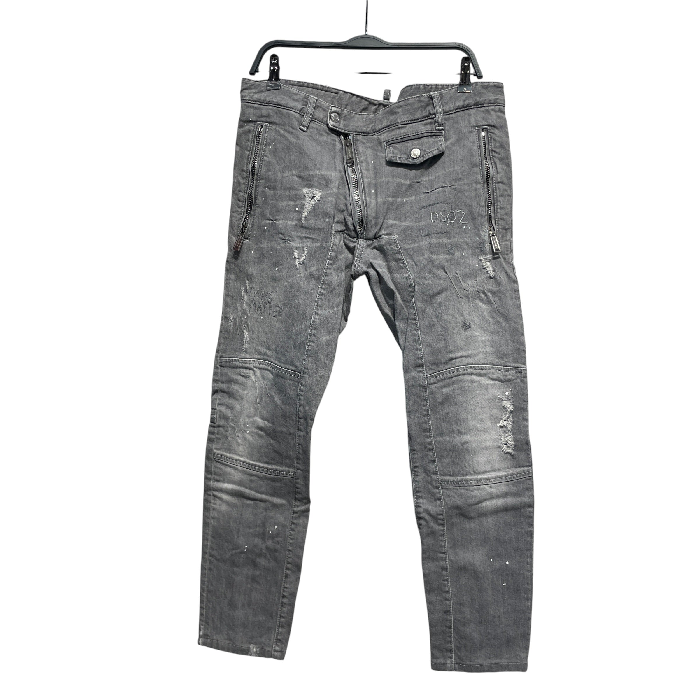 DSQUARED2/Skinny Pants/52/Denim/GRY/stitch/paintsplatter/zipper view 1