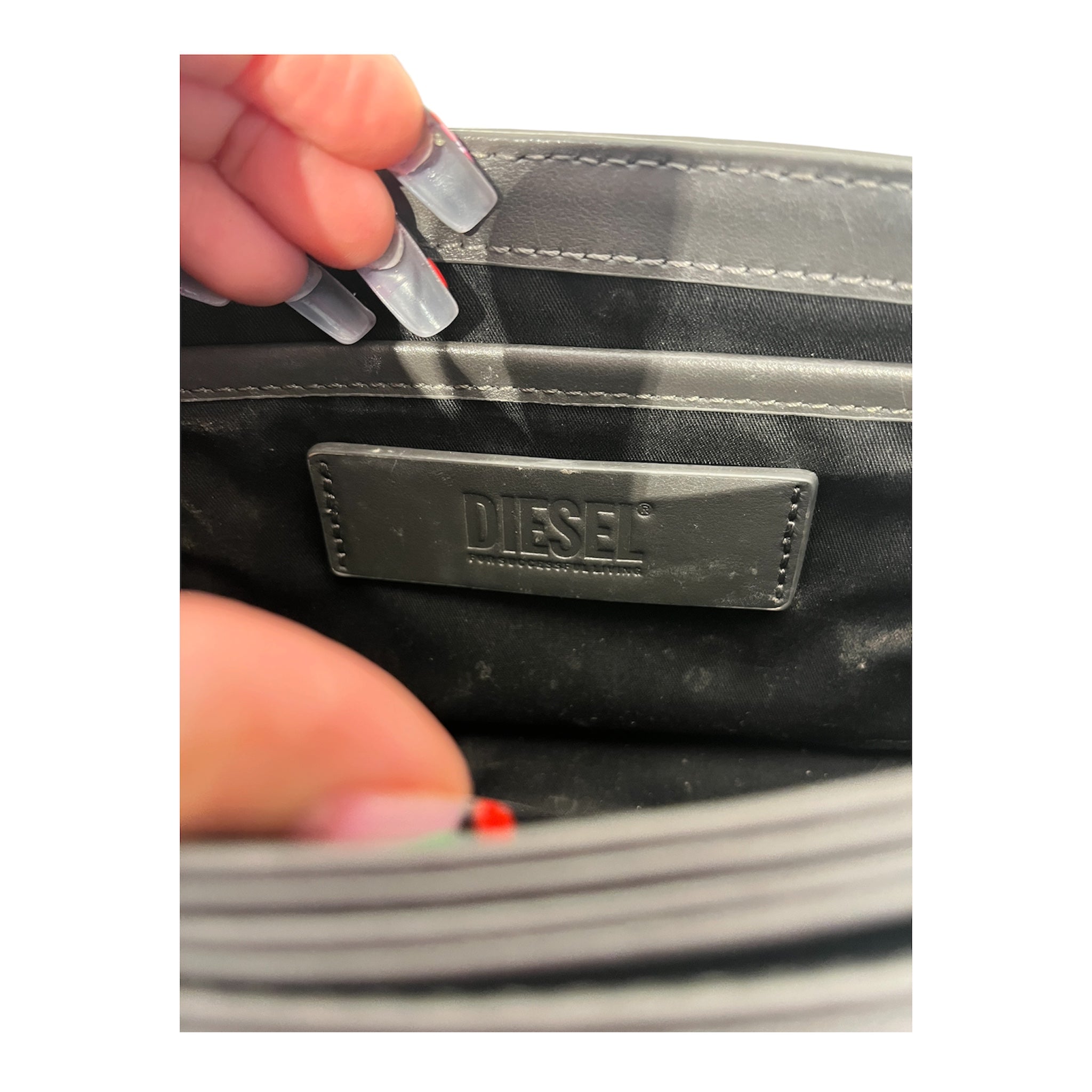 DIESEL/Hand Bag/Iridescent/Leather/BLK/Canvas/Lthr/Sparkly Shldr Bg view 5