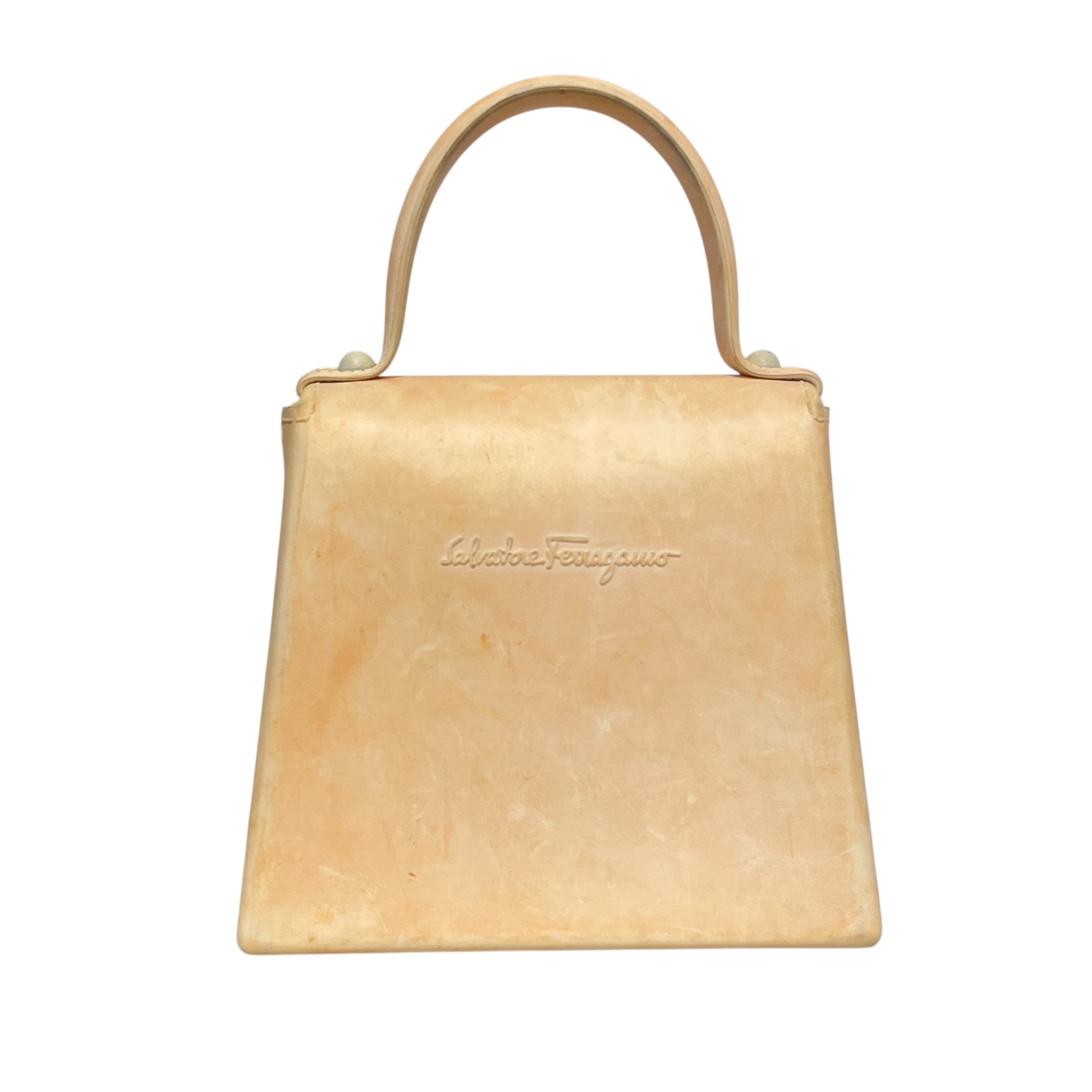 Salvatore Ferragamo/Hand Bag/Leather/BEG/Gancini Rubber Handle Bag view 2