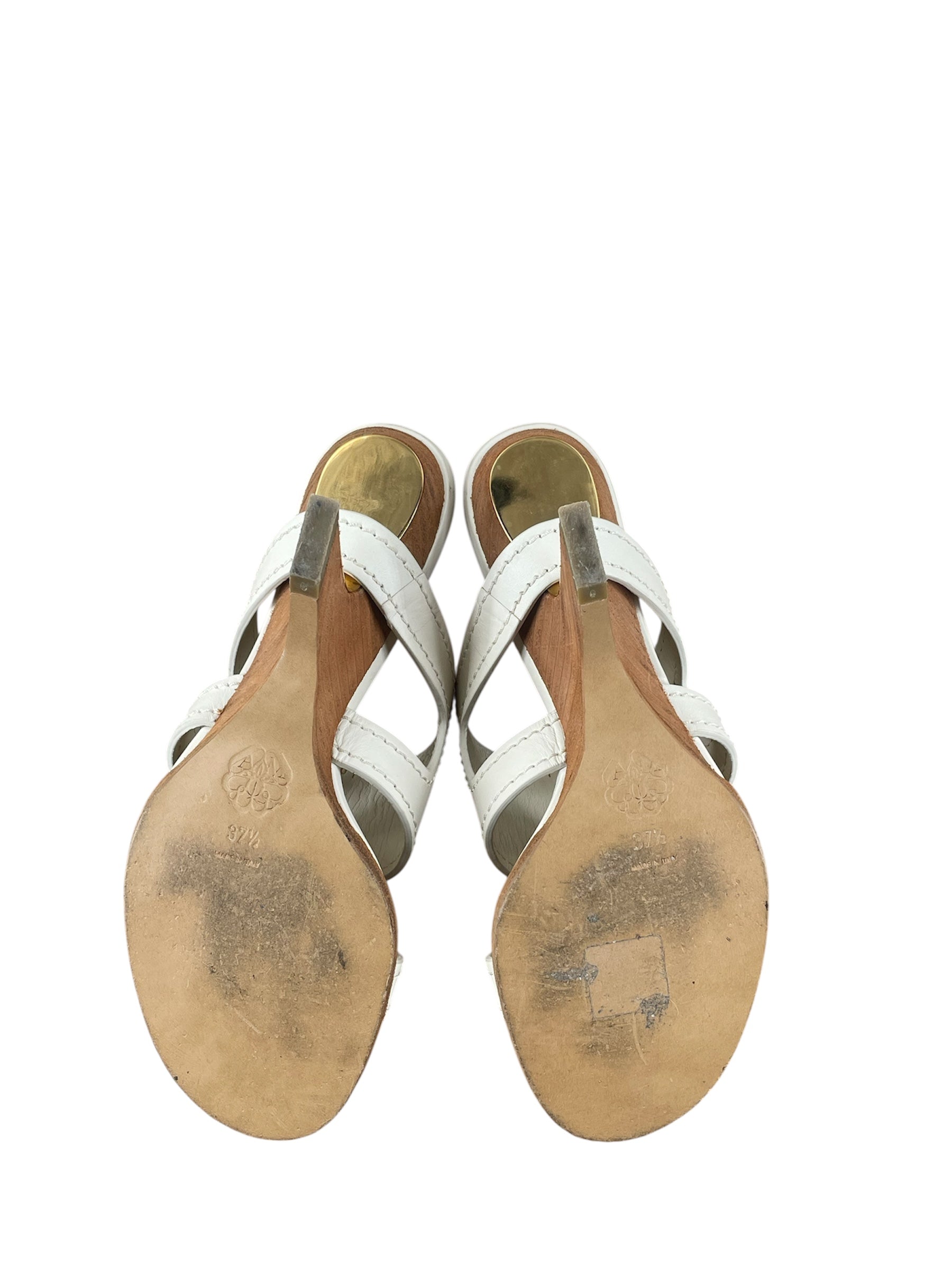 Alexander McQueen/Sandals/EU 37.5/Leather/CRM/Open-Toe/BLOCK HEEL/LEATHEER SANDAL view 5