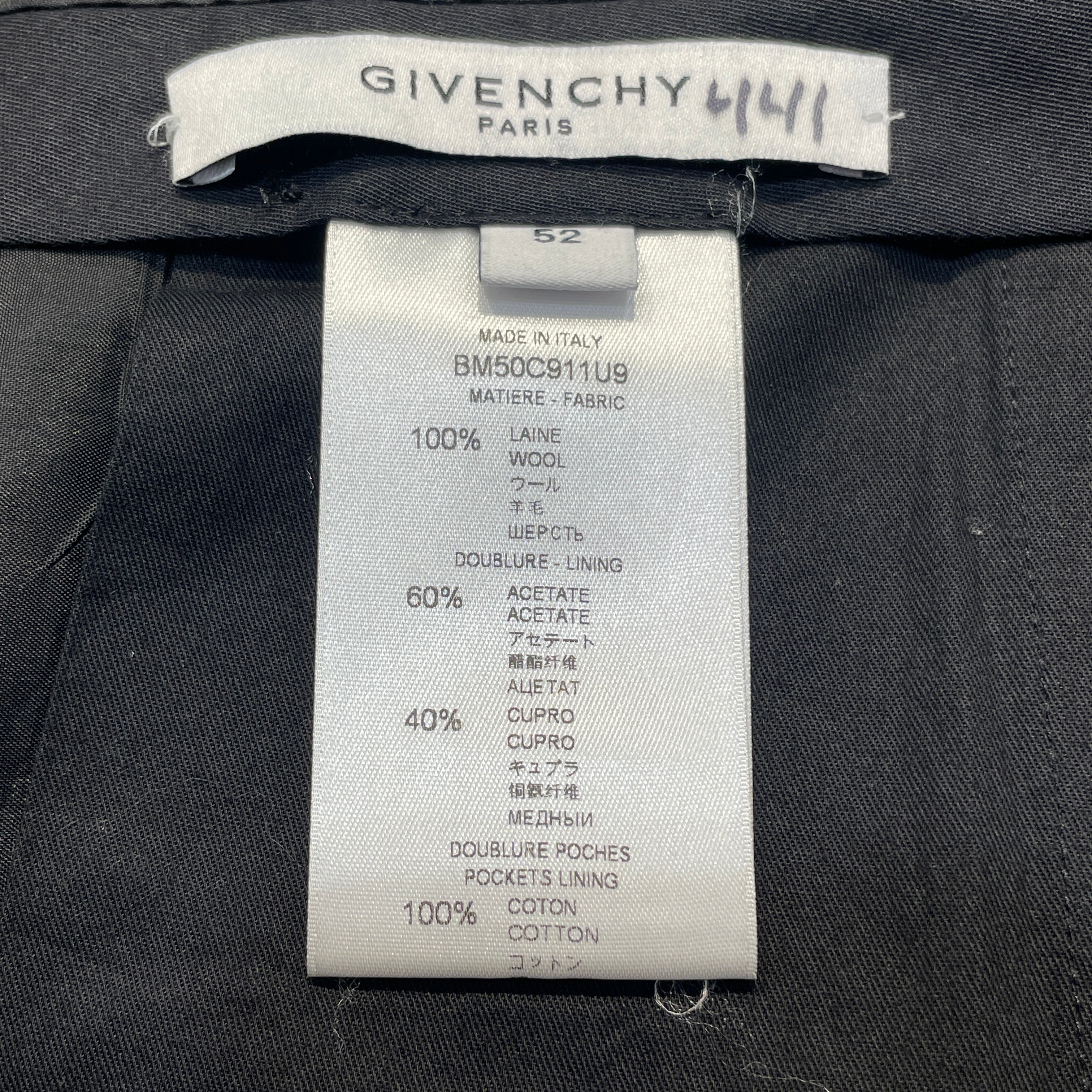 GIVENCHY/Skinny Pants/52/Wool/BLK/Slim Dress Pants view 3