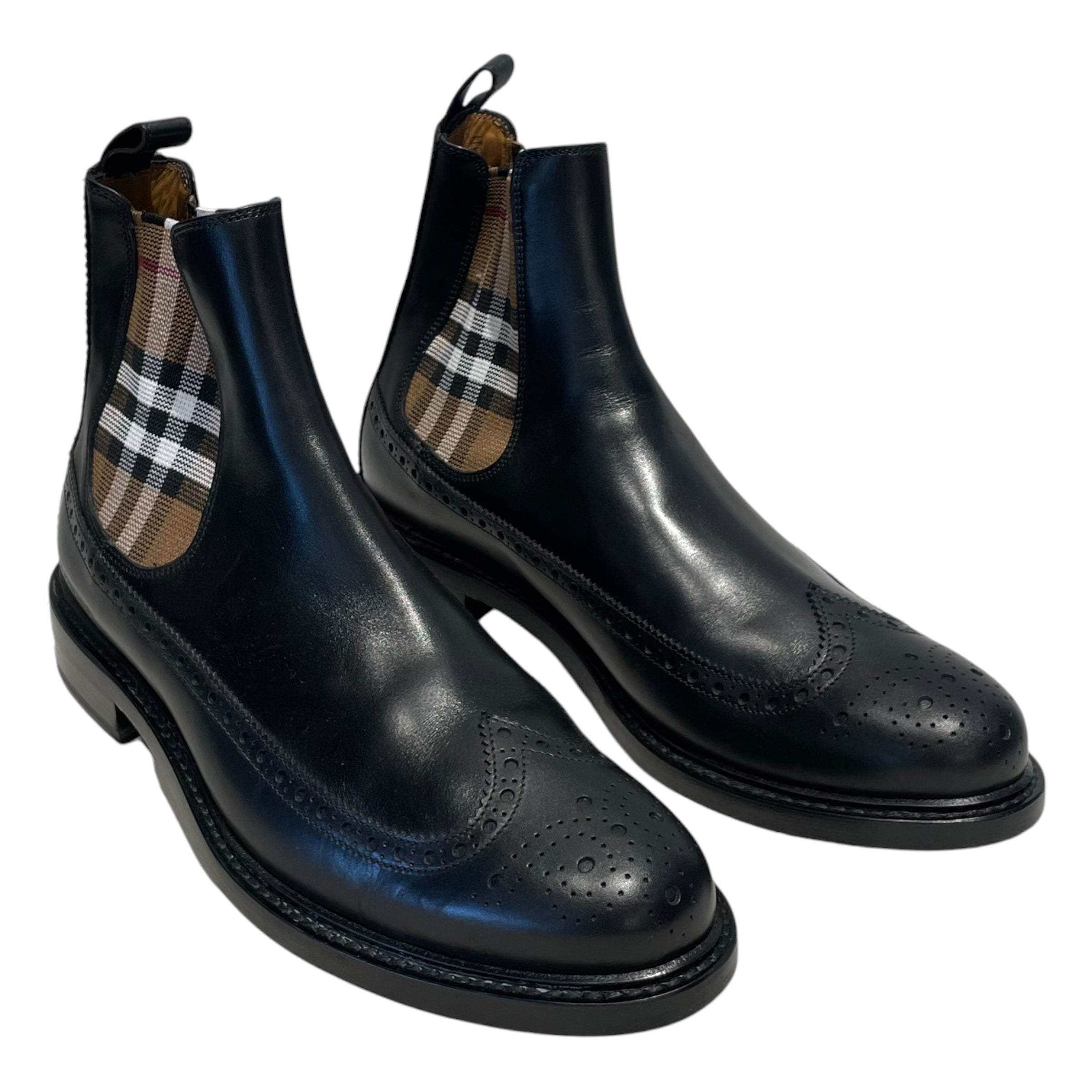 BURBERRY/Chelsea Boots/EU 43/Leather/BLK/Vintage Check Panel Boot view 1