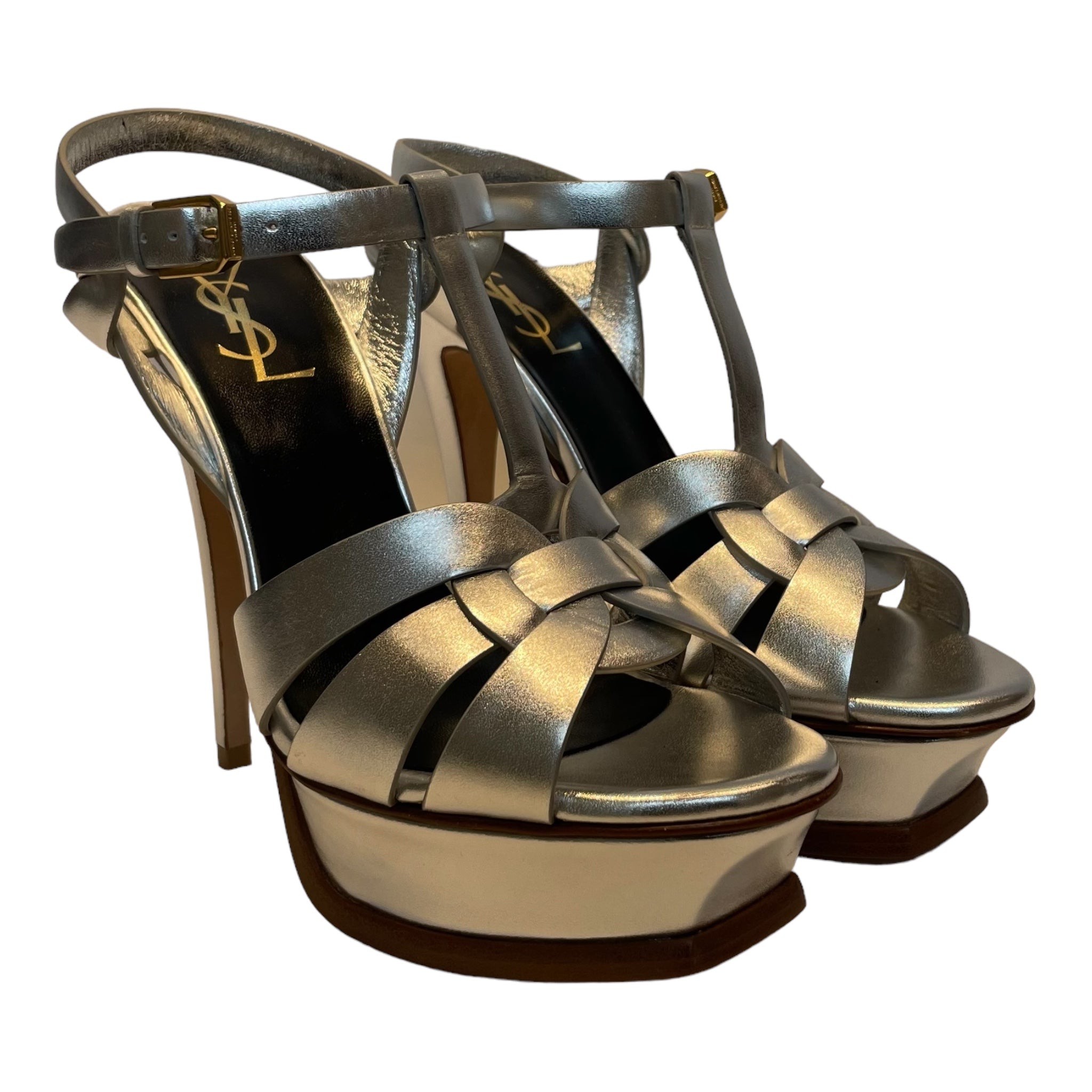 YVES SAINT LAURENT/Heels/US 6.5/Leather/SLV/SILVER HEELS view 1
