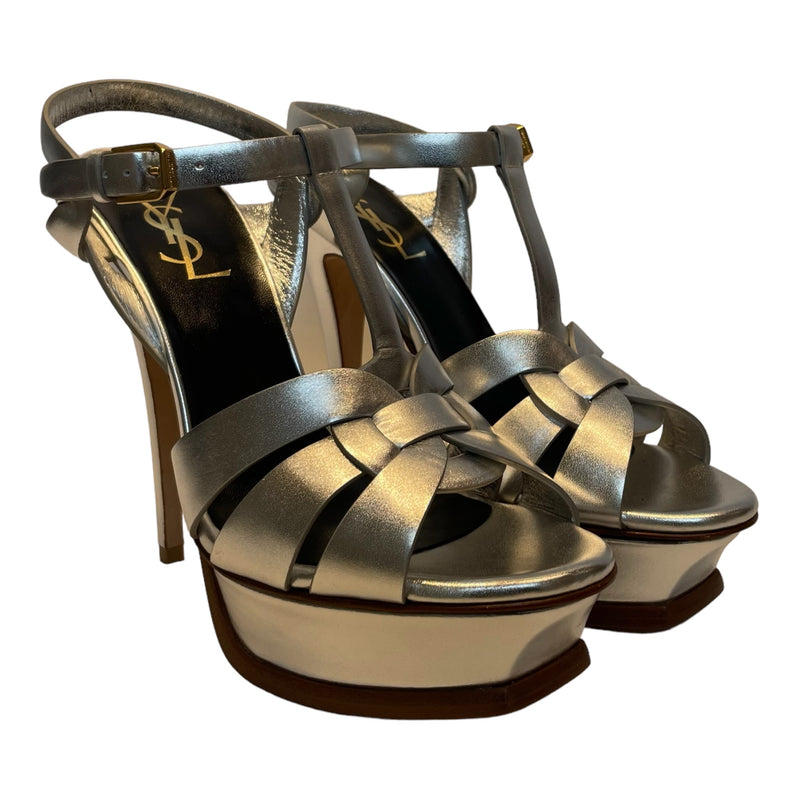 YVES SAINT LAURENT/Heels/US 6.5/Leather/SLV/SILVER HEELS