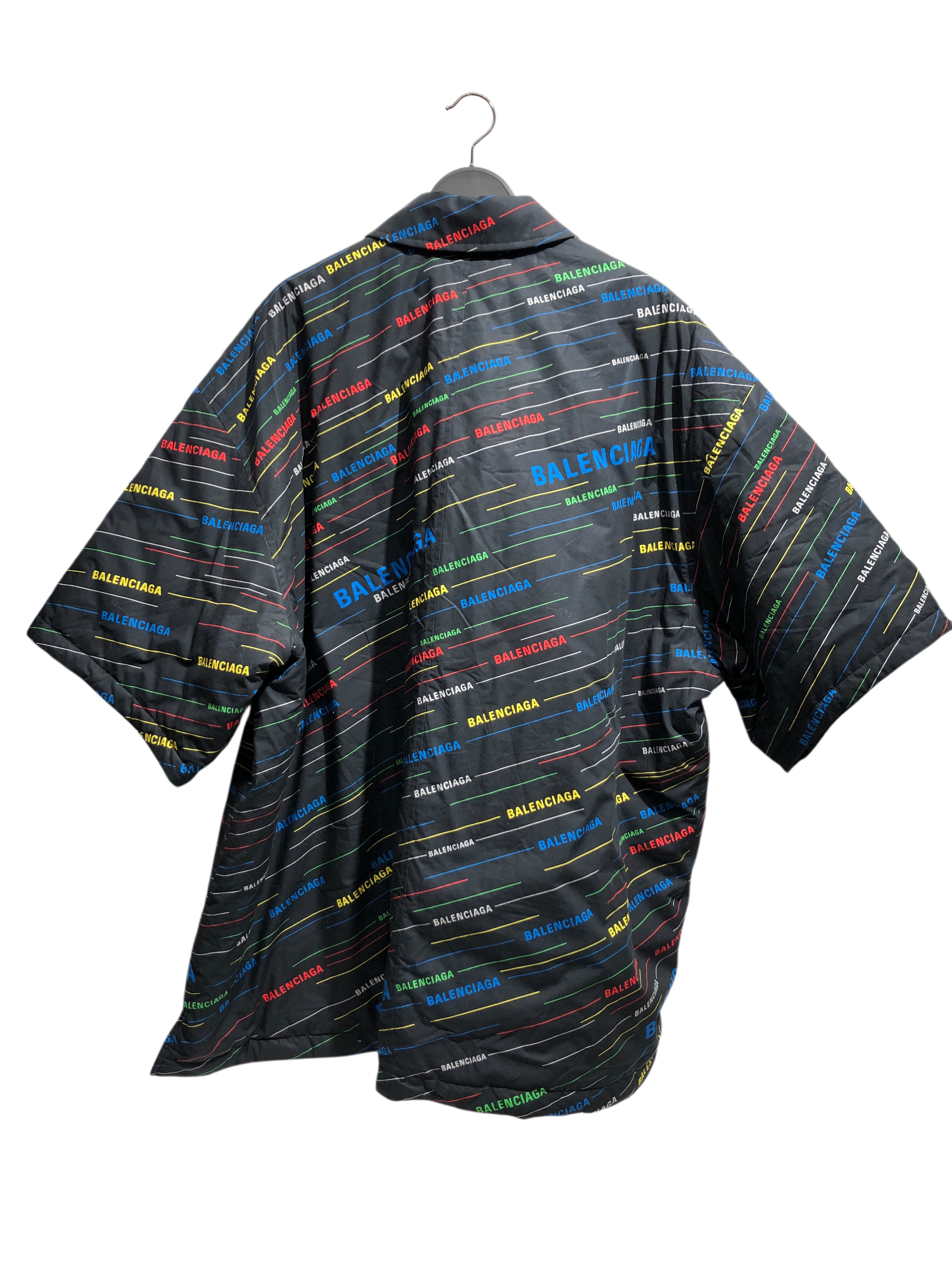 BALENCIAGA/Jacket/54/BLK/All Over Print/RAINBOW SCRIPT BUTTON UP SS view 2