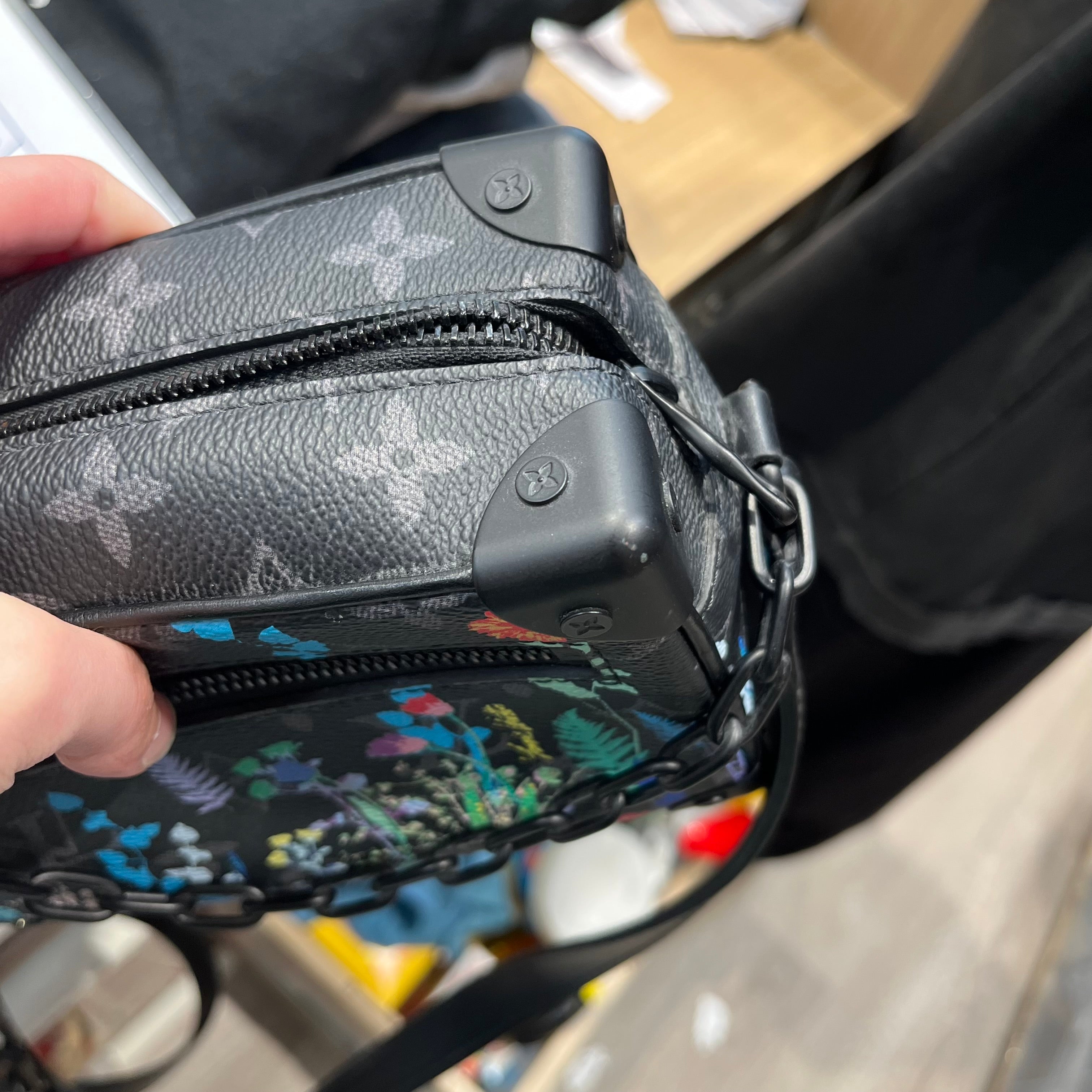 LOUIS VUITTON/Cross Body Bag/Monogram/Leather/BLK/ECLIPSE FLORAL MINI SOFT TRUNK view 8
