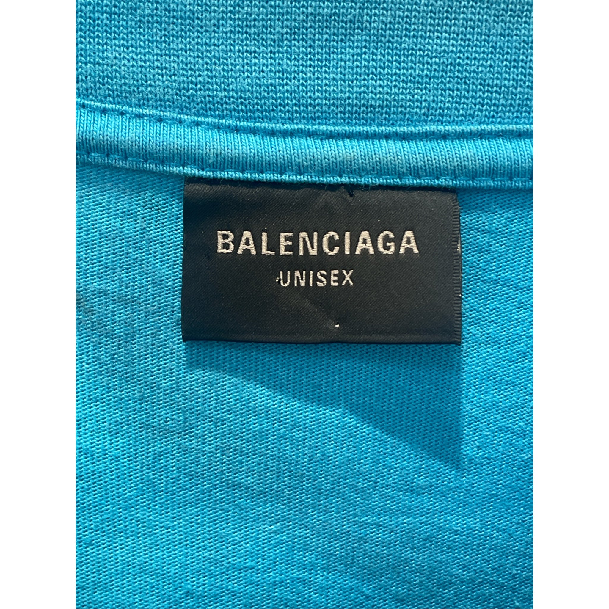 BALENCIAGA/T-Shirt/3/Cotton/BLU/All Over Print/7am graffiti view 3