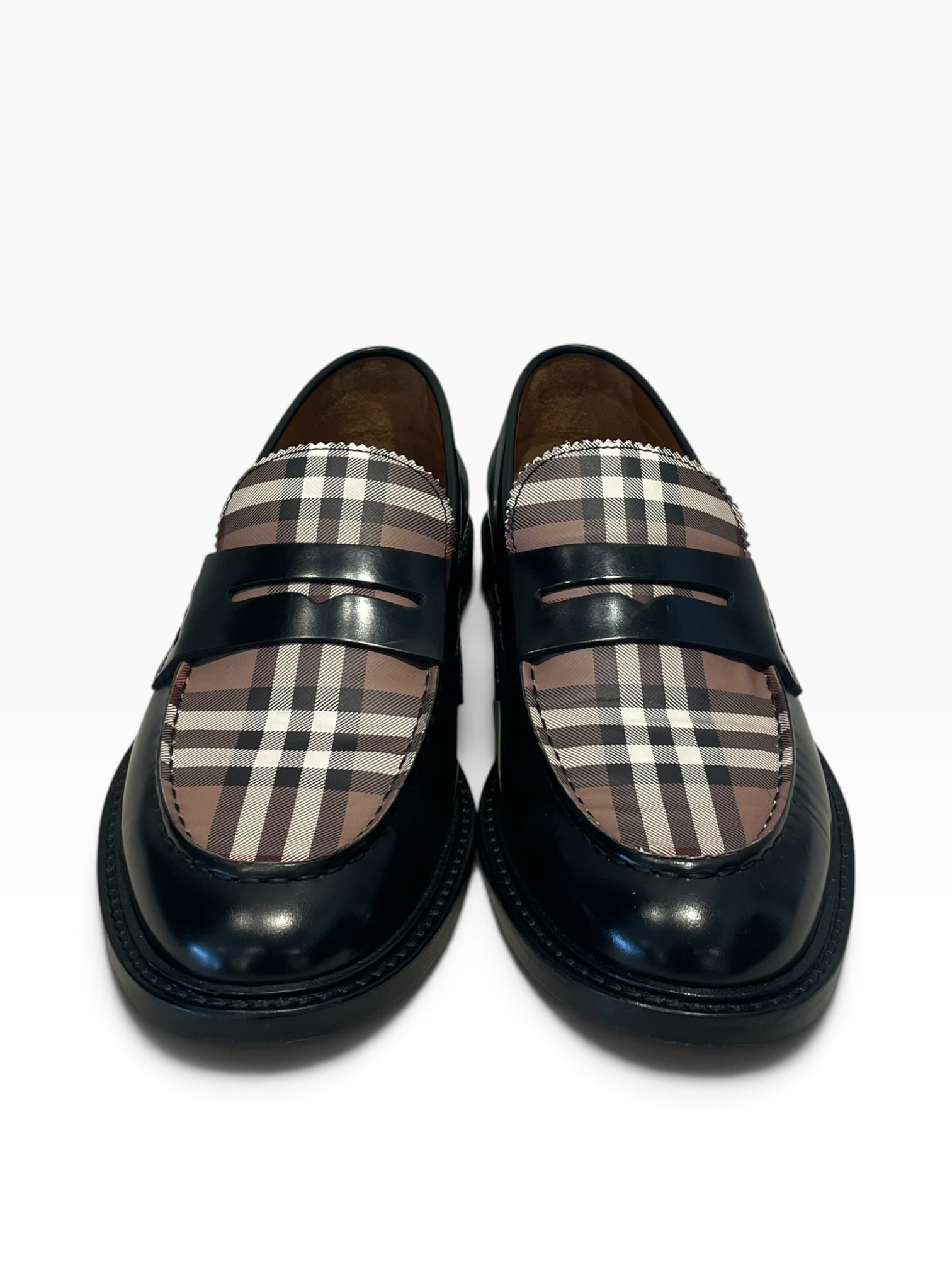 BURBERRY LONDON/Loafers/US 11/Plaid/Leather/BLK/CROFTWOOD CHECK PENNY view 3