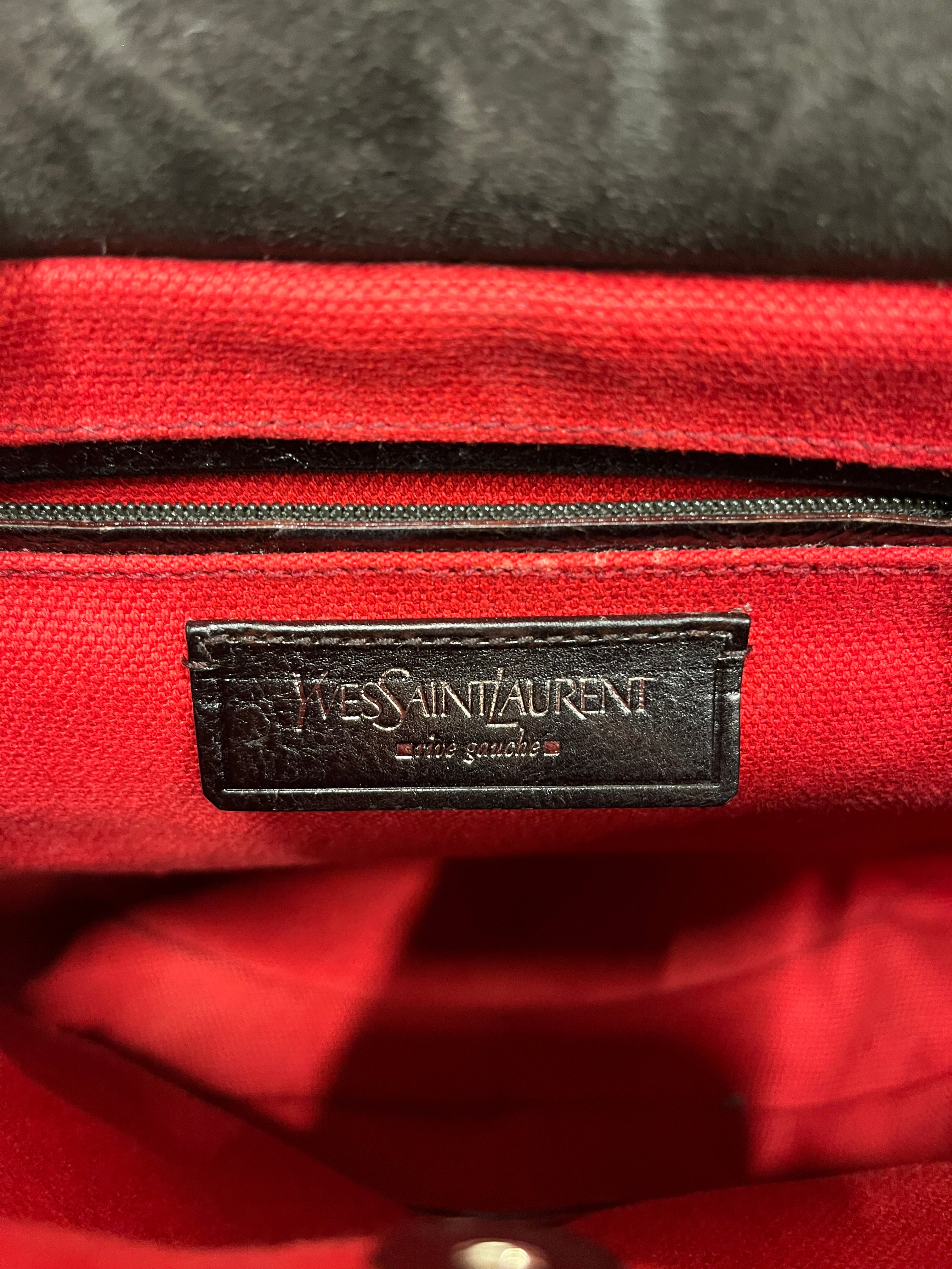 YVES SAINT LAURENT rive gauche/Hand Bag/Cotton/RED/Red bag with tooth handle view 5