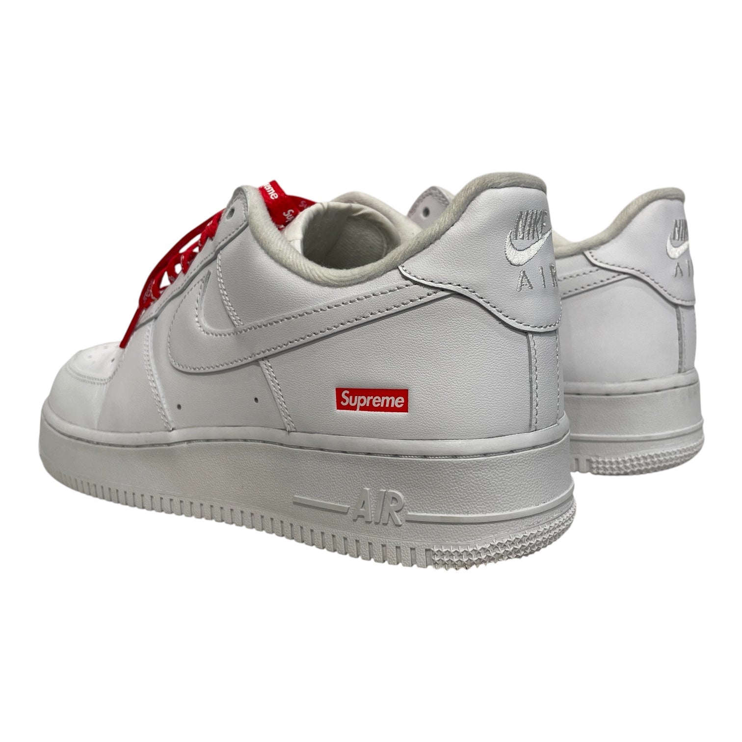 NIKE/Supreme/Low-Sneakers/US 9.5/Cotton/WHT/RED SUPREME SHOE LACE view 2
