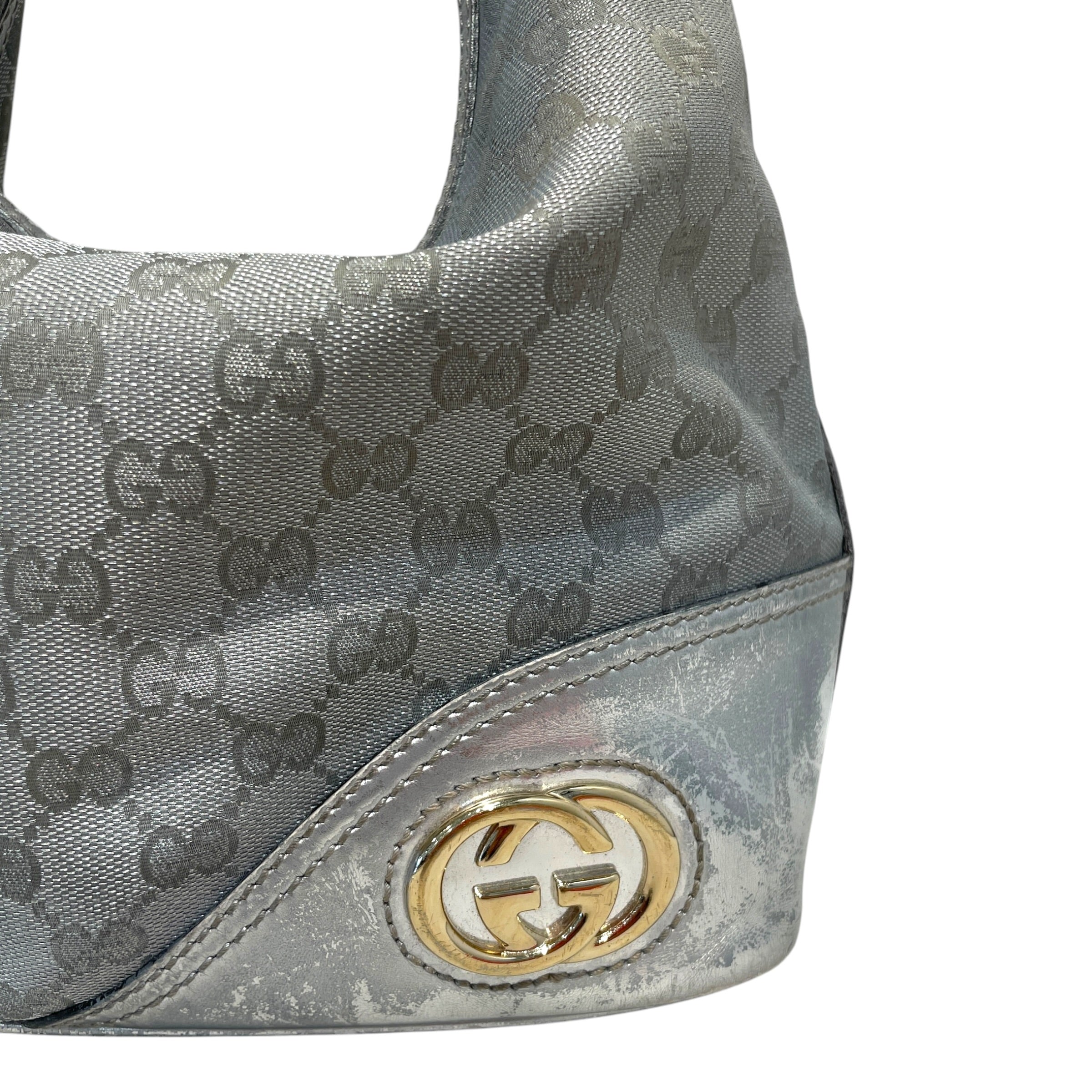 GUCCI/Hand Bag/Monogram/Cotton/SLV/Silver GG New Britt Hobo Bag view 2