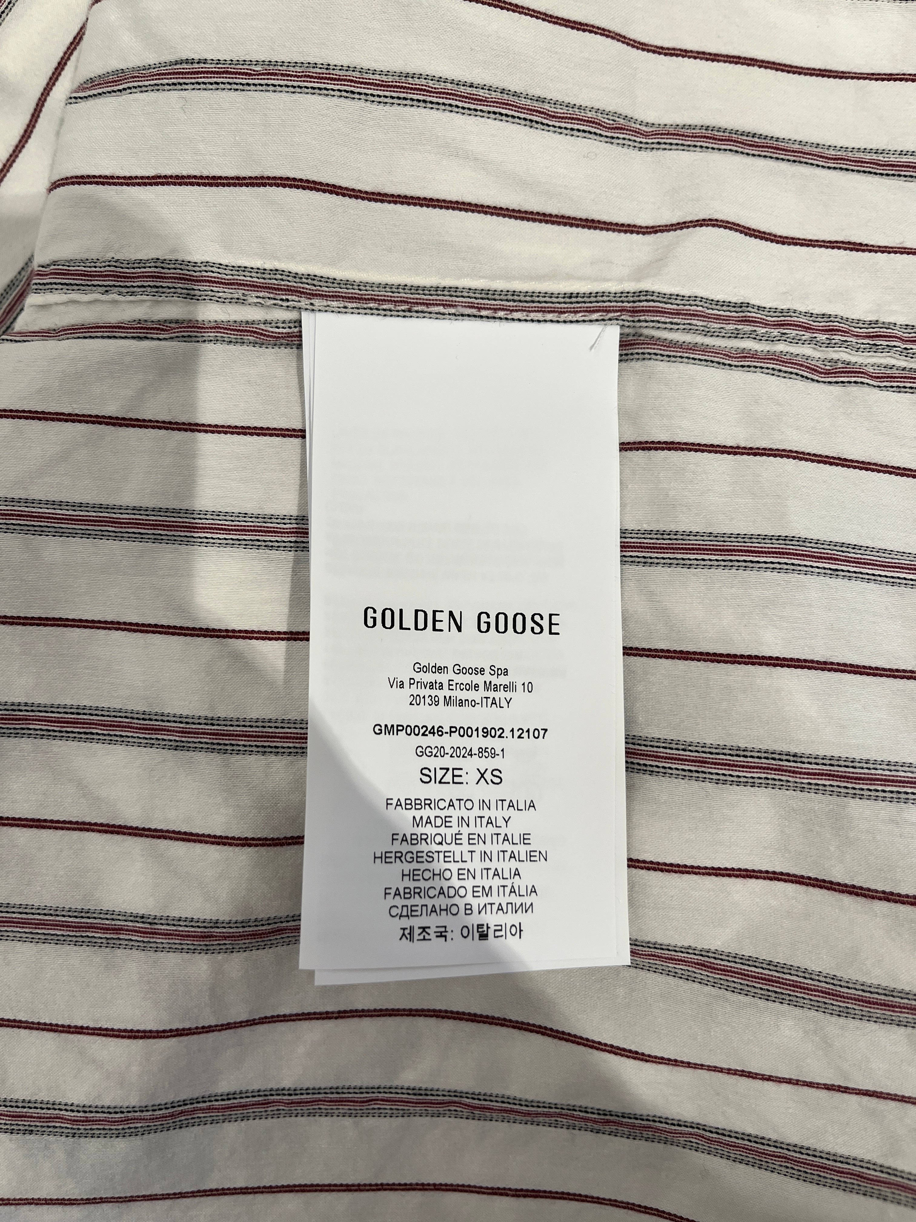 GOLDEN GOOSE/LS Shirt/XS/Cotton/WHT/Stripe/red/black w white buttons view 4