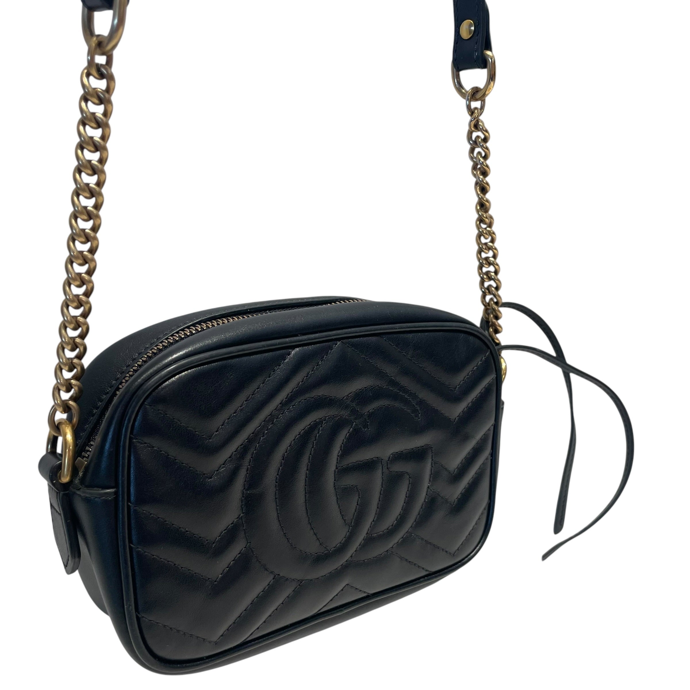 GUCCI/Cross Body Bag/Leather/BLK/GG MARMONT MATELASSE MINI view 4