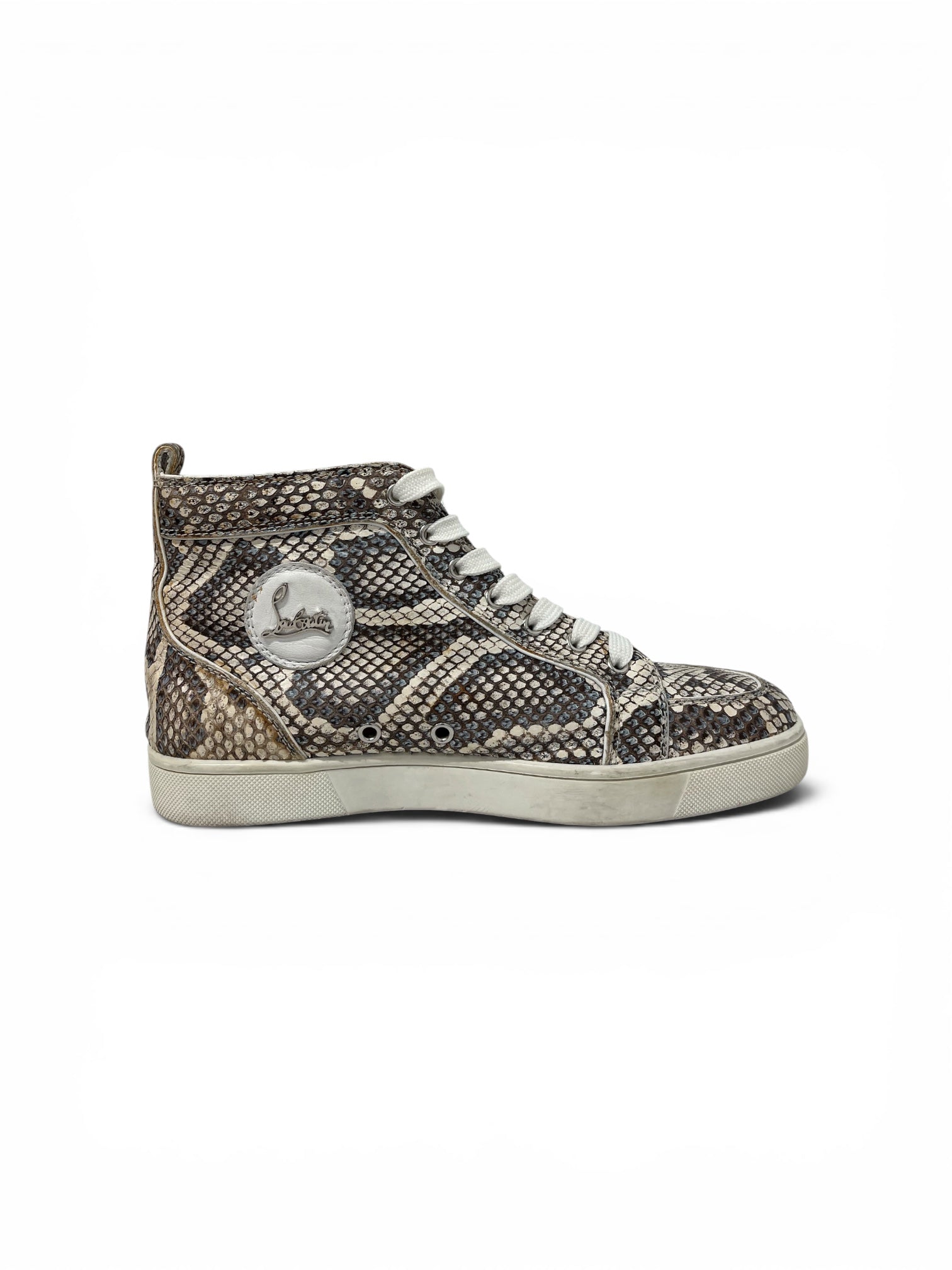 Christian Louboutin/Hi-Sneakers/EU 41/Animal Pattern/Leather/WHT/SNAKESKIN RED BOTTOMS view 4