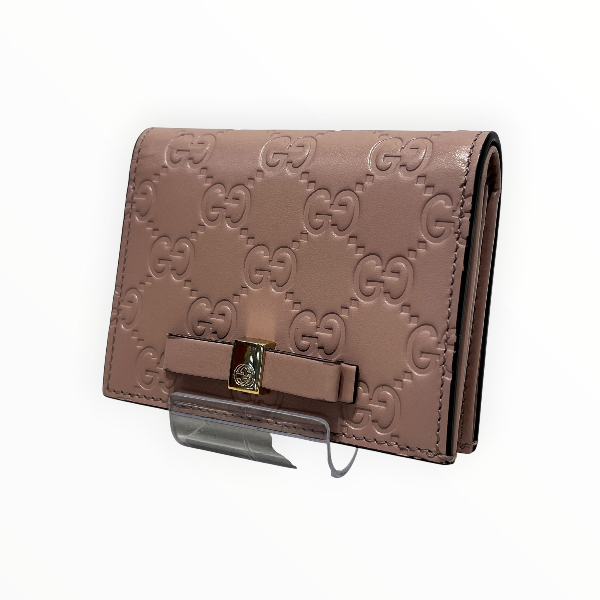 GUCCI/Bifold Wallet/Monogram/Leather/PNK/L's/pink bow guccissima view 5