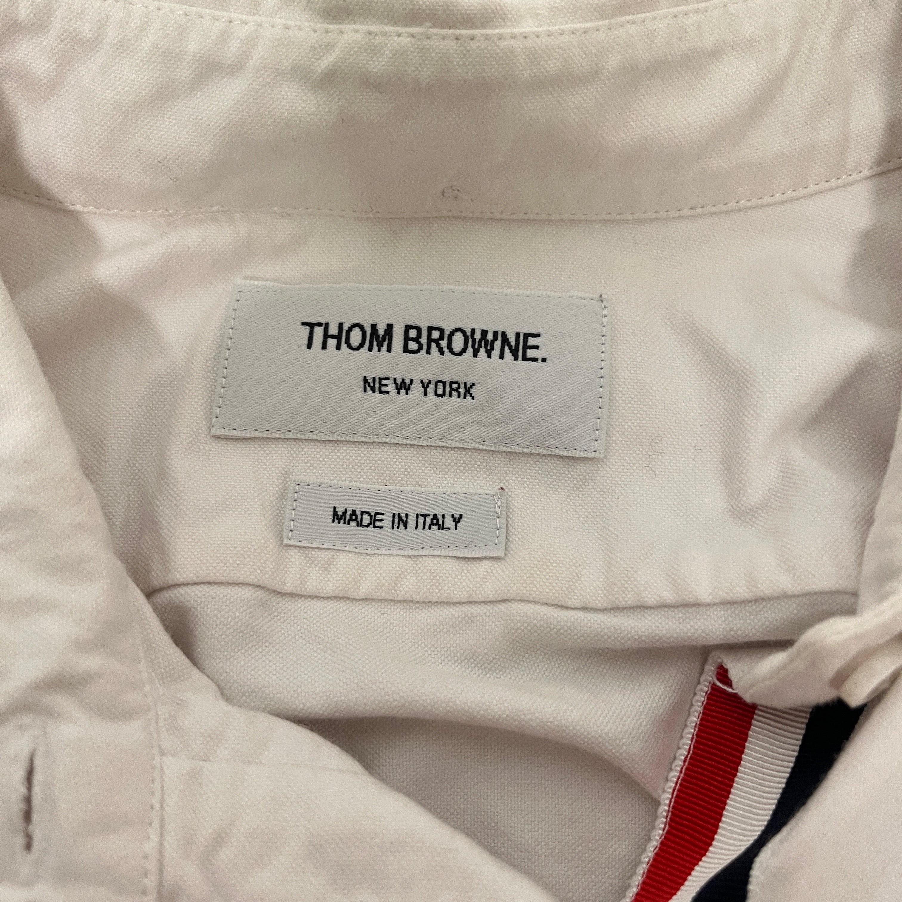 THOM BROWNE. NEW YORK/Polo Shirt/46/Cotton/WHT/RED/BLU STRIPE BUTTONS view 3