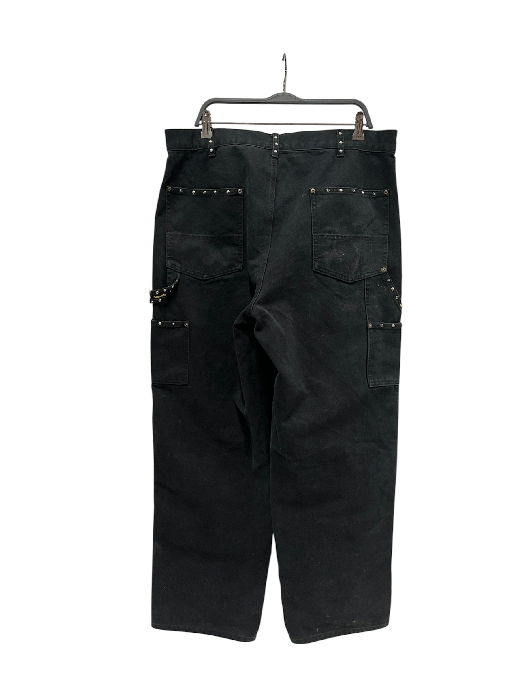 Supreme/b.b.simon/Carpenter Pants/36/Cotton/BLK/double knee studded carpenter view 2
