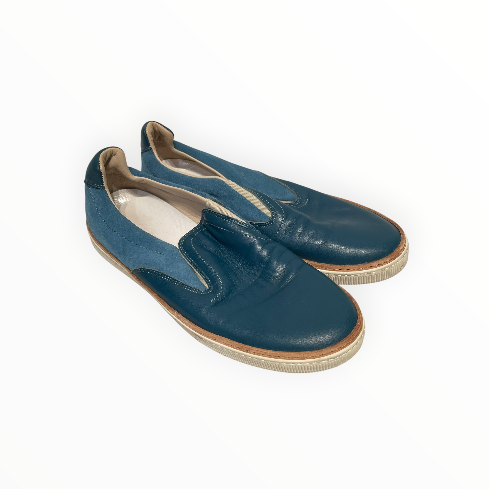 Maison Martin Margiela/Low-Sneakers/EU 41/Leather/BLU/Slip-on/LEATHER TEAL SLIP ON SNEAKER view 1