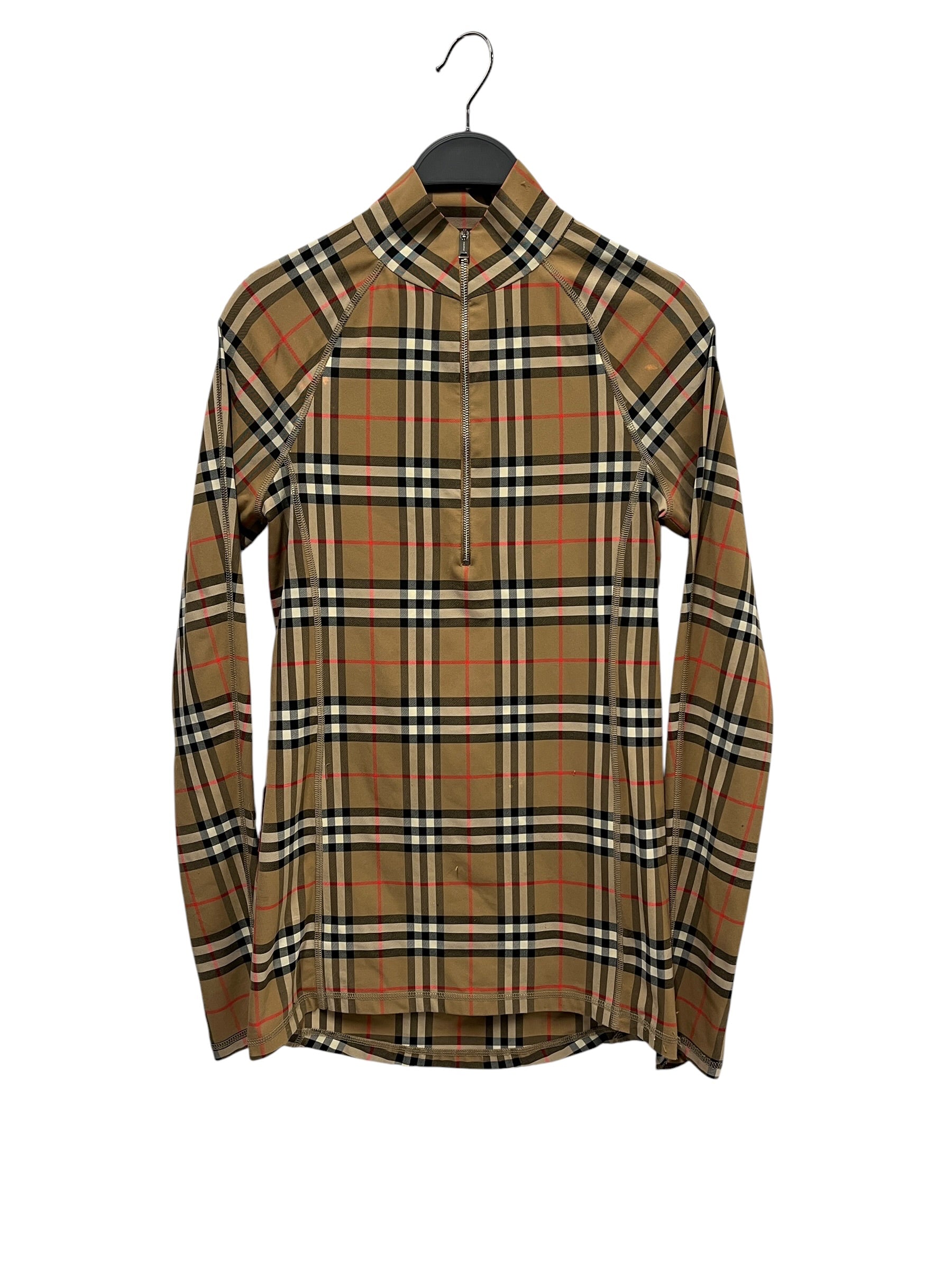 BURBERRY LONDON/LS Shirt/S/Plaid/Polyester/BEG/mock neck pull over view 1