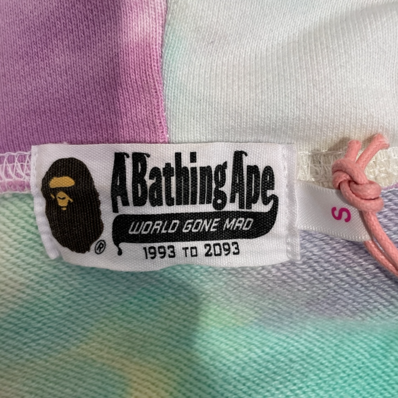 A BATHING APE/Zip Up Hoodie/S/All Over Print/Cotton/MLT/Tie Dye Shark Full Zip