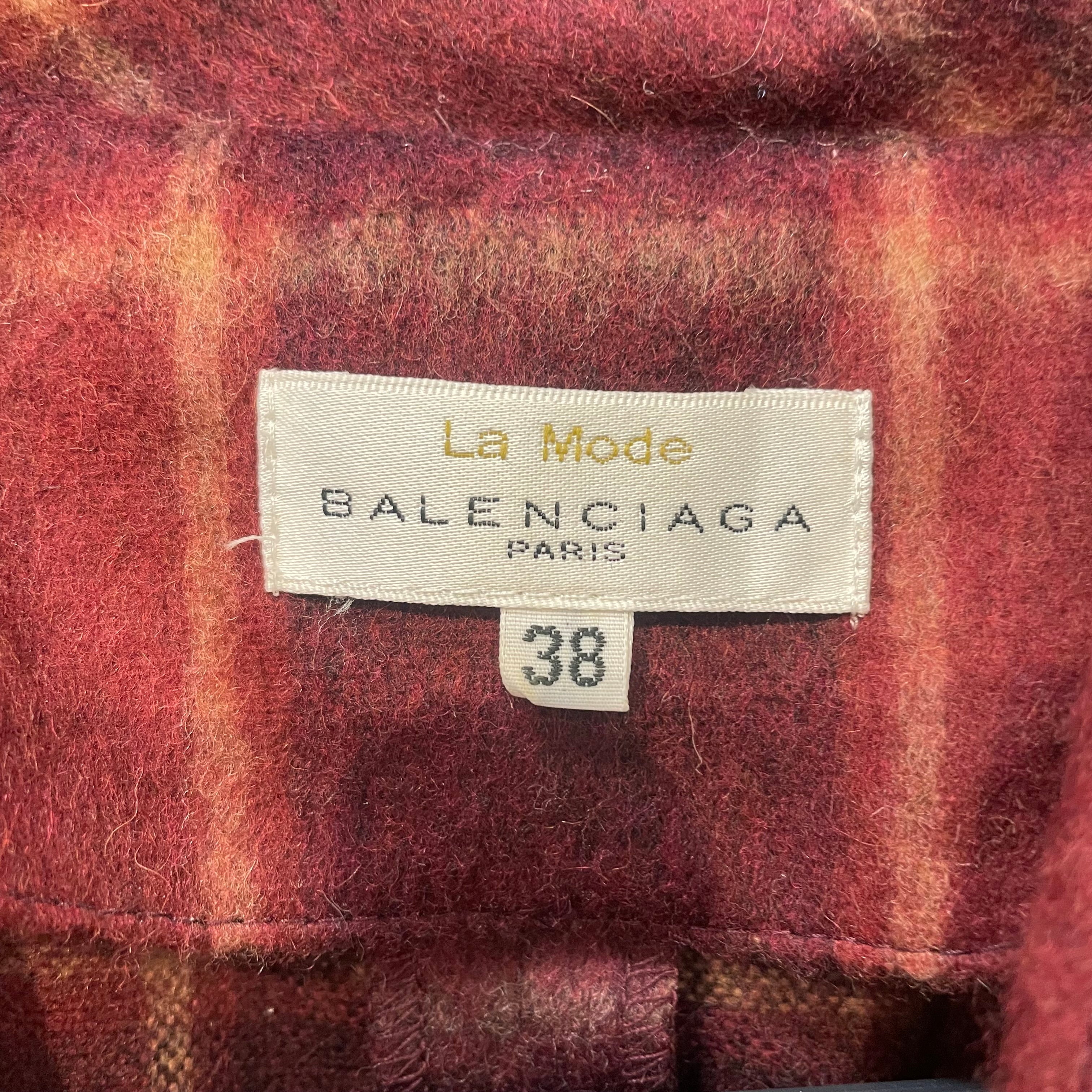 BALENCIAGA/Vest/38/Tartan/Wool/BRD/la mode front tie view 3