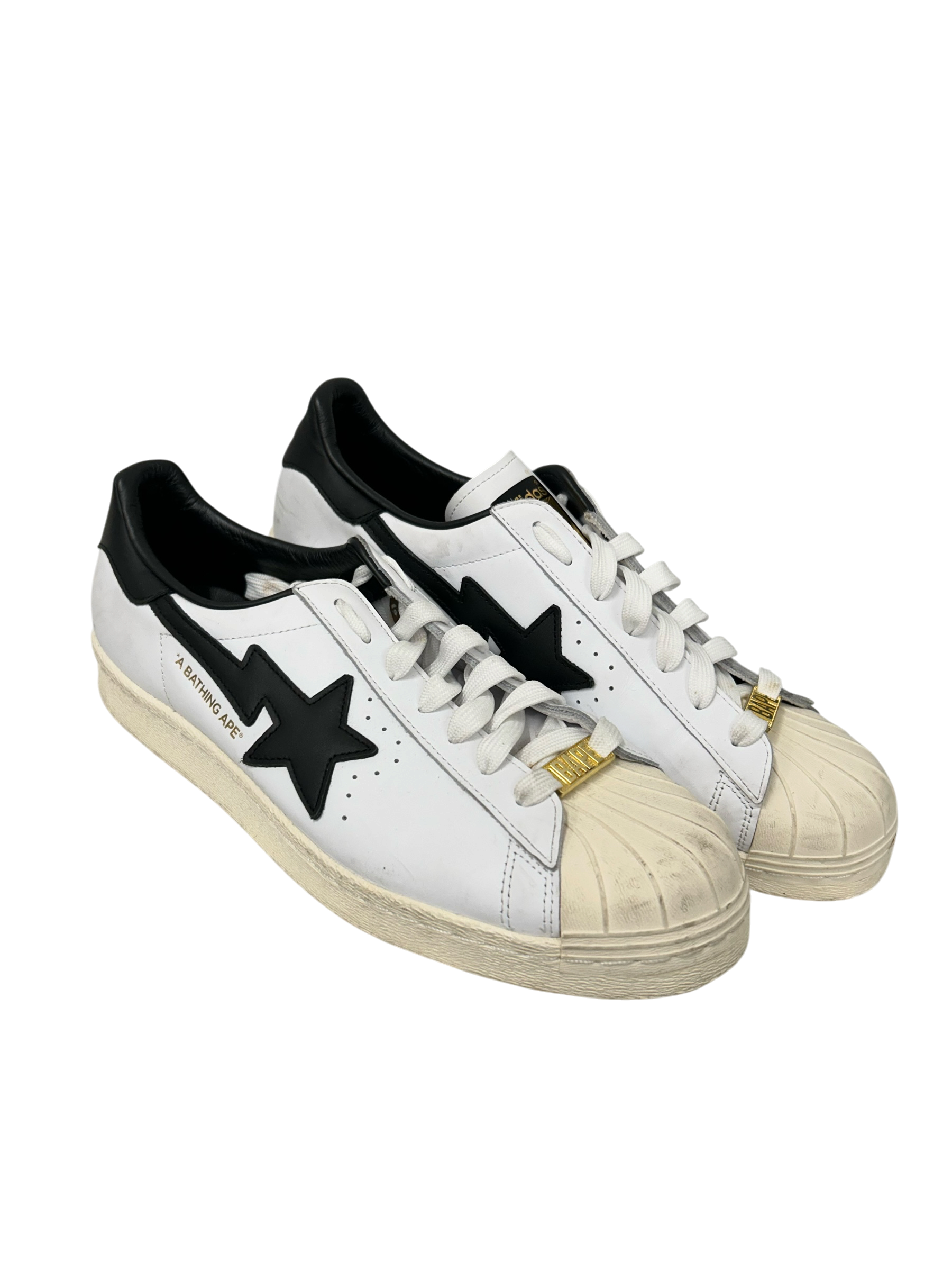 A BATHING APE/adidas/Low-Sneakers/US 12/Leather/WHT/SUPERSTAR view 2