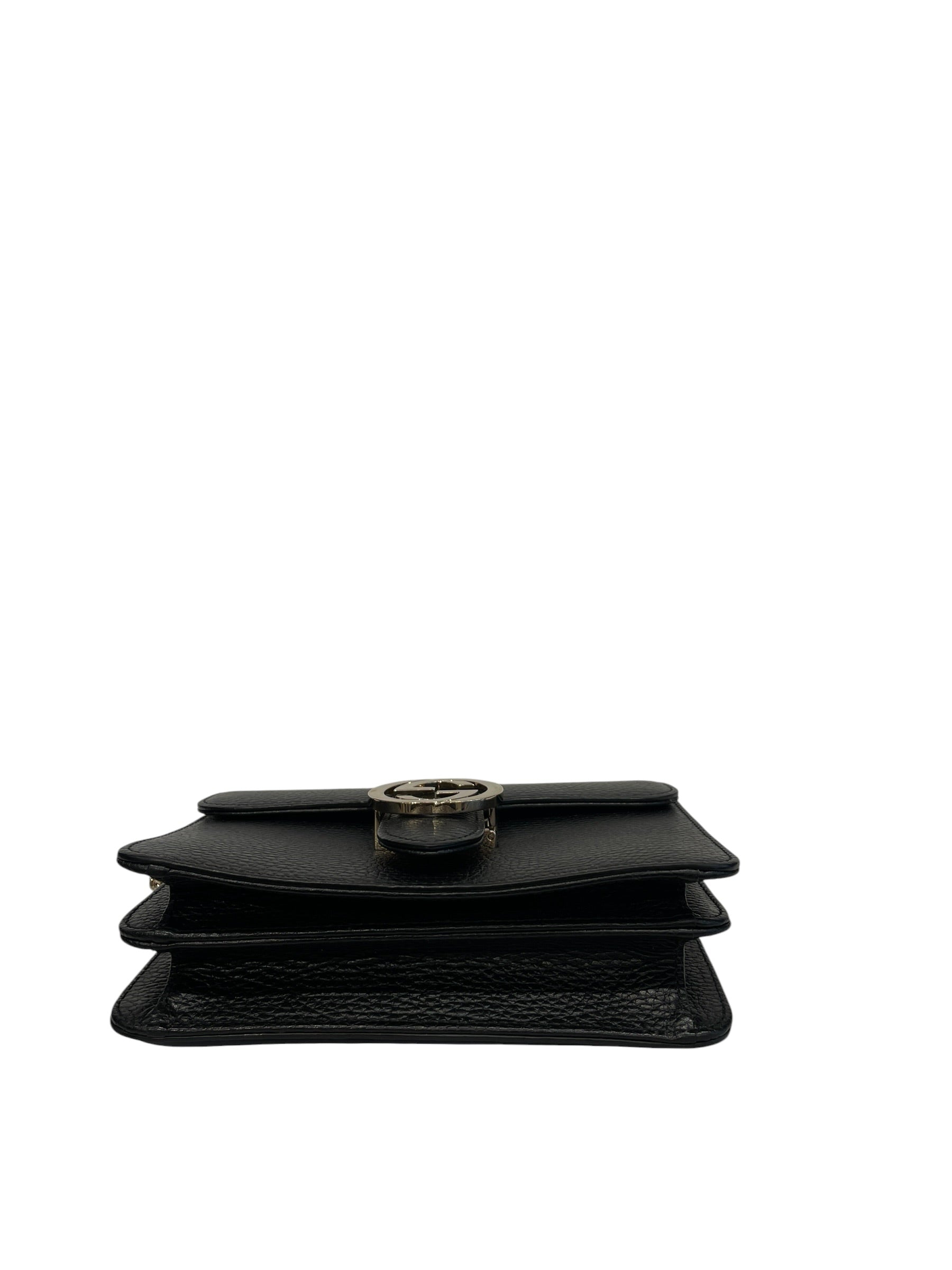 GUCCI/Cross Body Bag/Leather/BLK/INTERLOCKING CHAIN SHOULDER view 4
