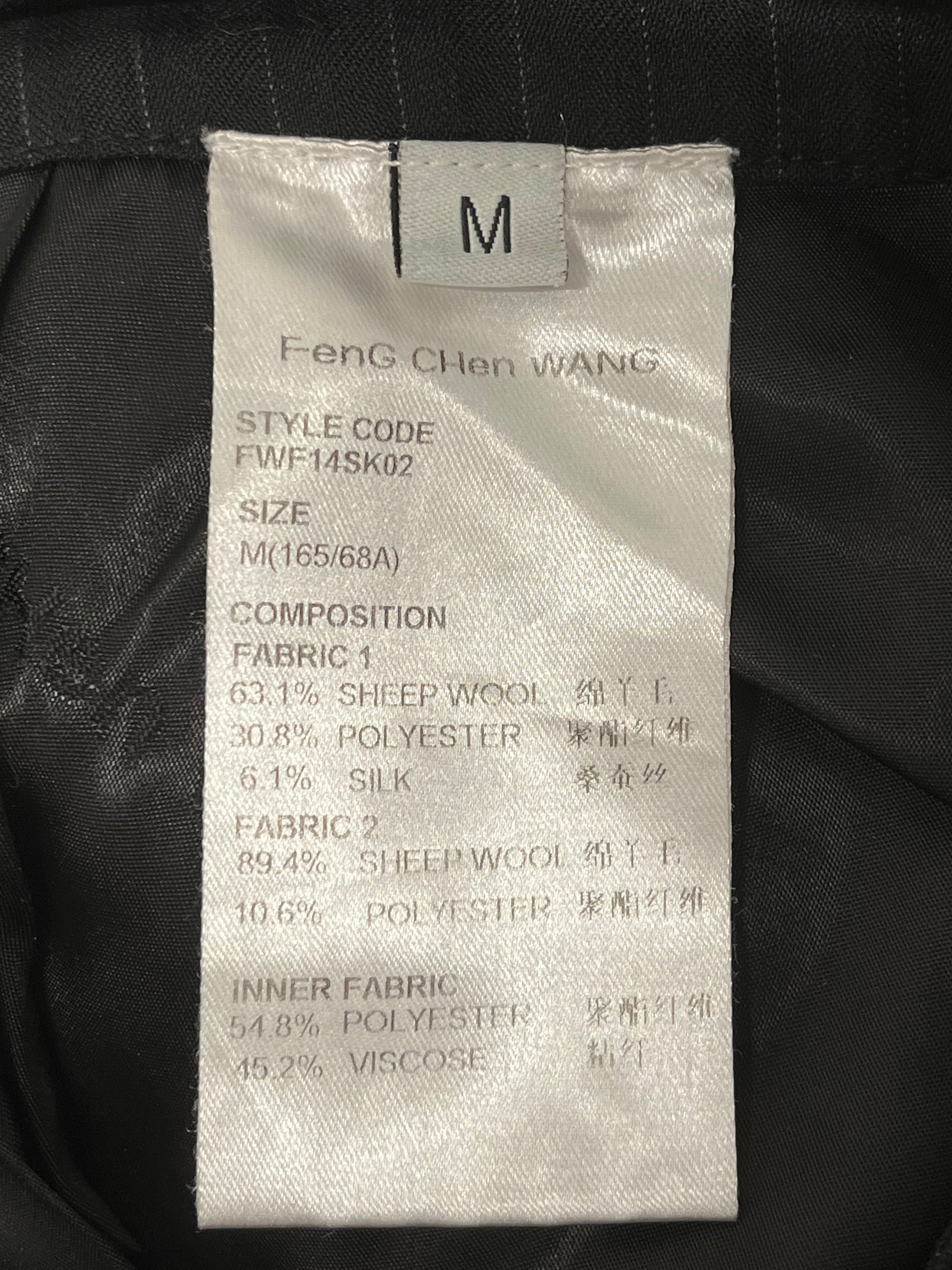 Feng Chen Wang/Long Skirt/M/Stripe/Cotton/BLK/Pleated/AYSYMETRIC PLEAETED PCKT view 4