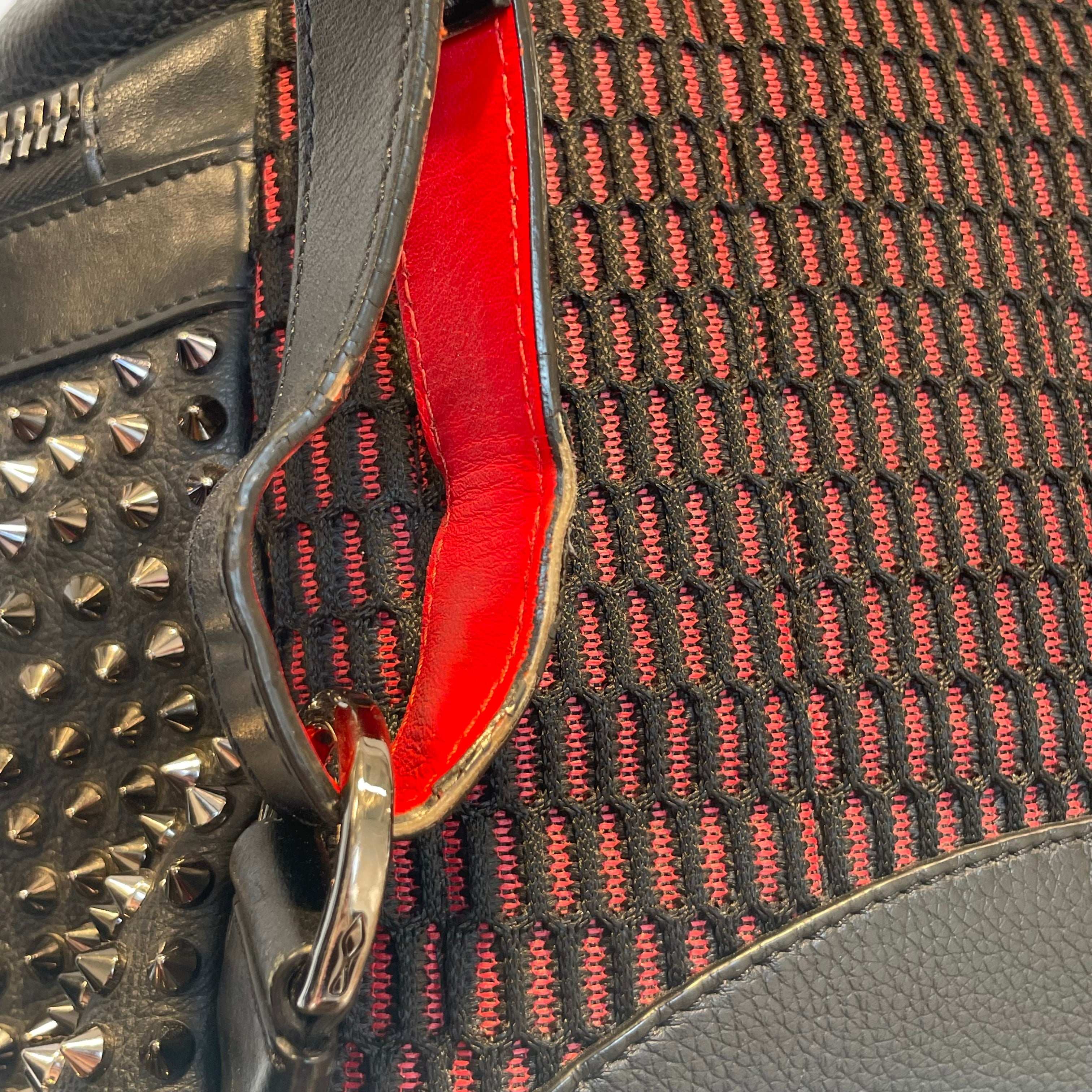 Christian Louboutin/Backpack/Leather/Black/red interior/spiked studded view 12