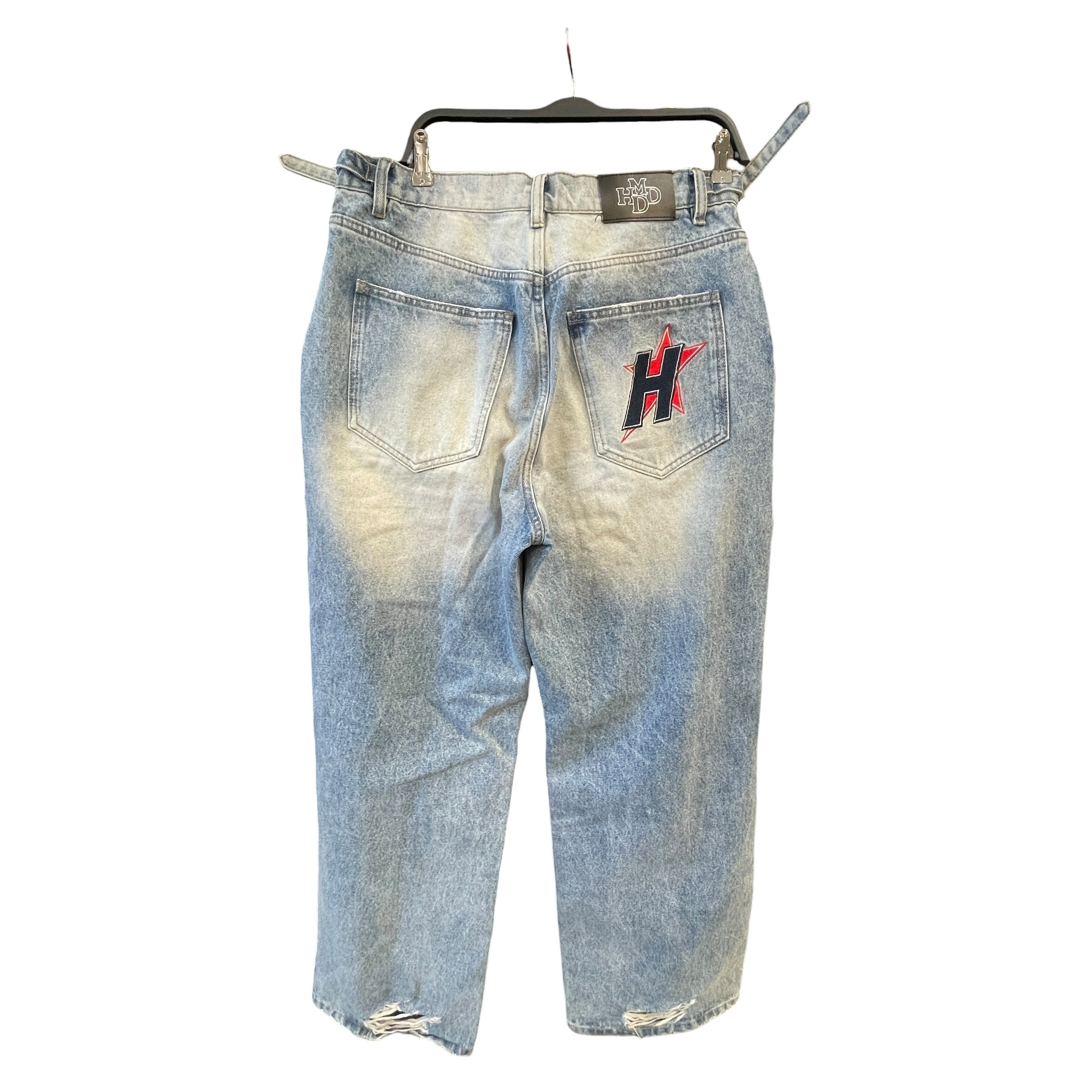 HMDD/Pants/M/Denim/BLU/Distressed/Glitter/Crystal H-Star Rhinestone Pant view 2