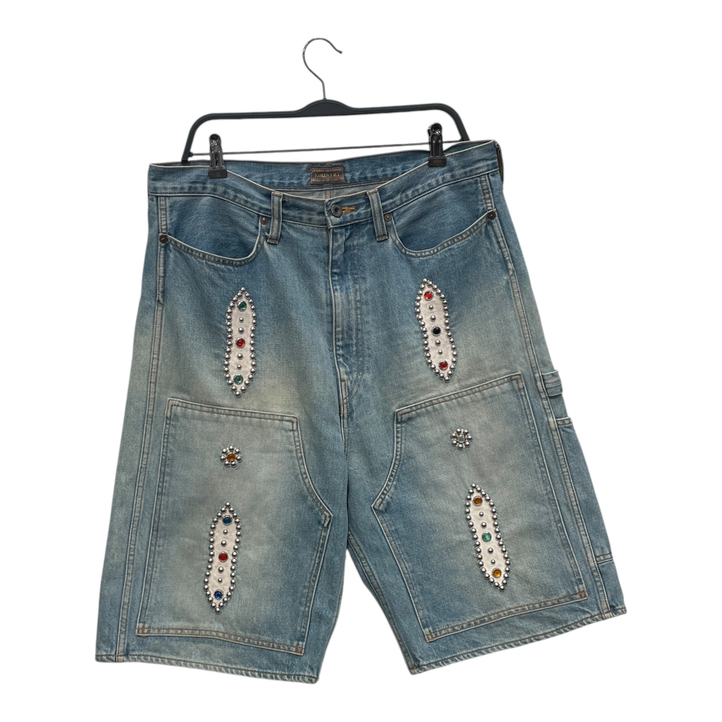 KAPITAL/Shorts/36/Cotton/BLU/STUDDED view 1