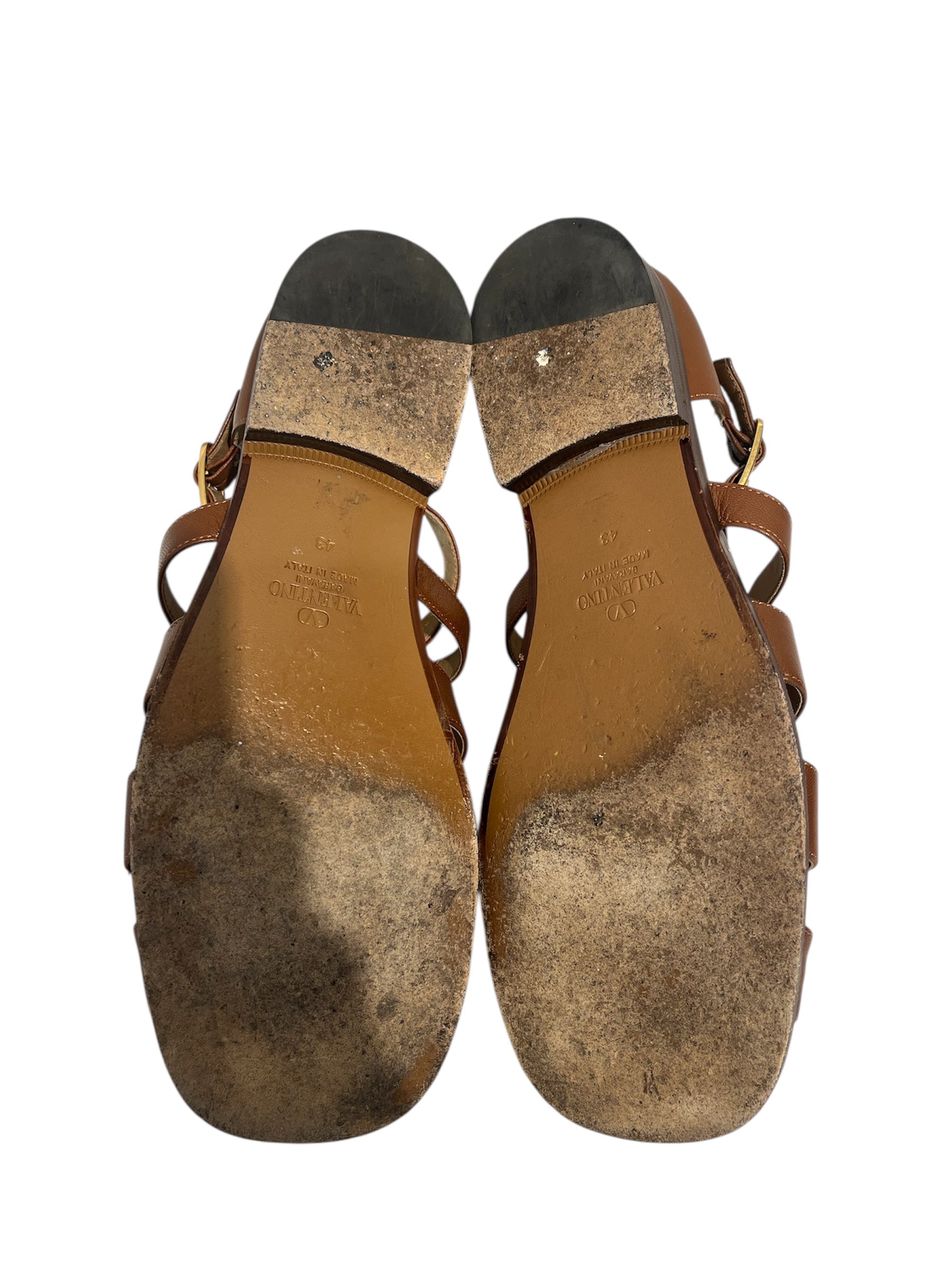 VALENTINO GARAVANI/Sandals/EU 43/Leather/BRW/studded fisherman sandals view 5