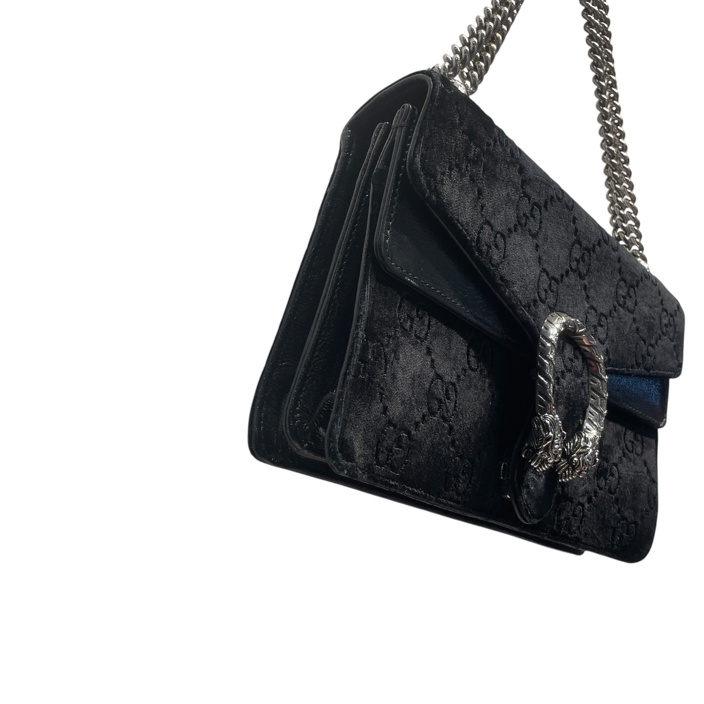 GUCCI/Cross Body Bag/Monogram/BLK/dionysus bag black velvet view 3