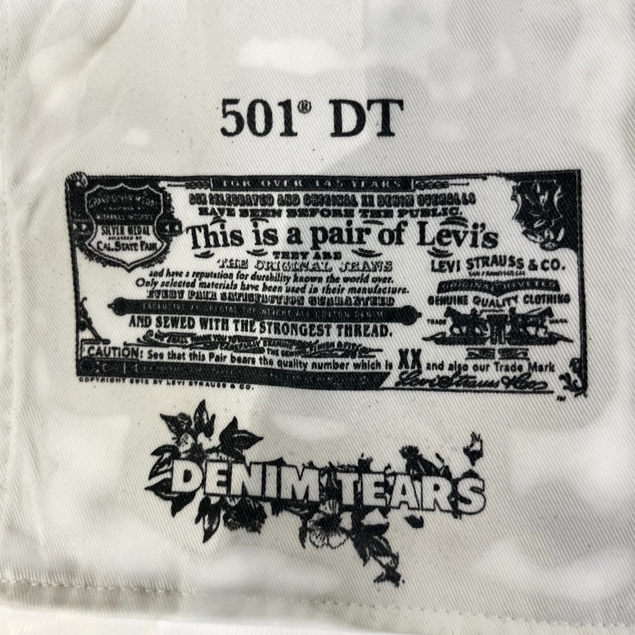 DENIM TEARS/Pants/34/Cotton/WHT/Graphic/White, Black Print view 4