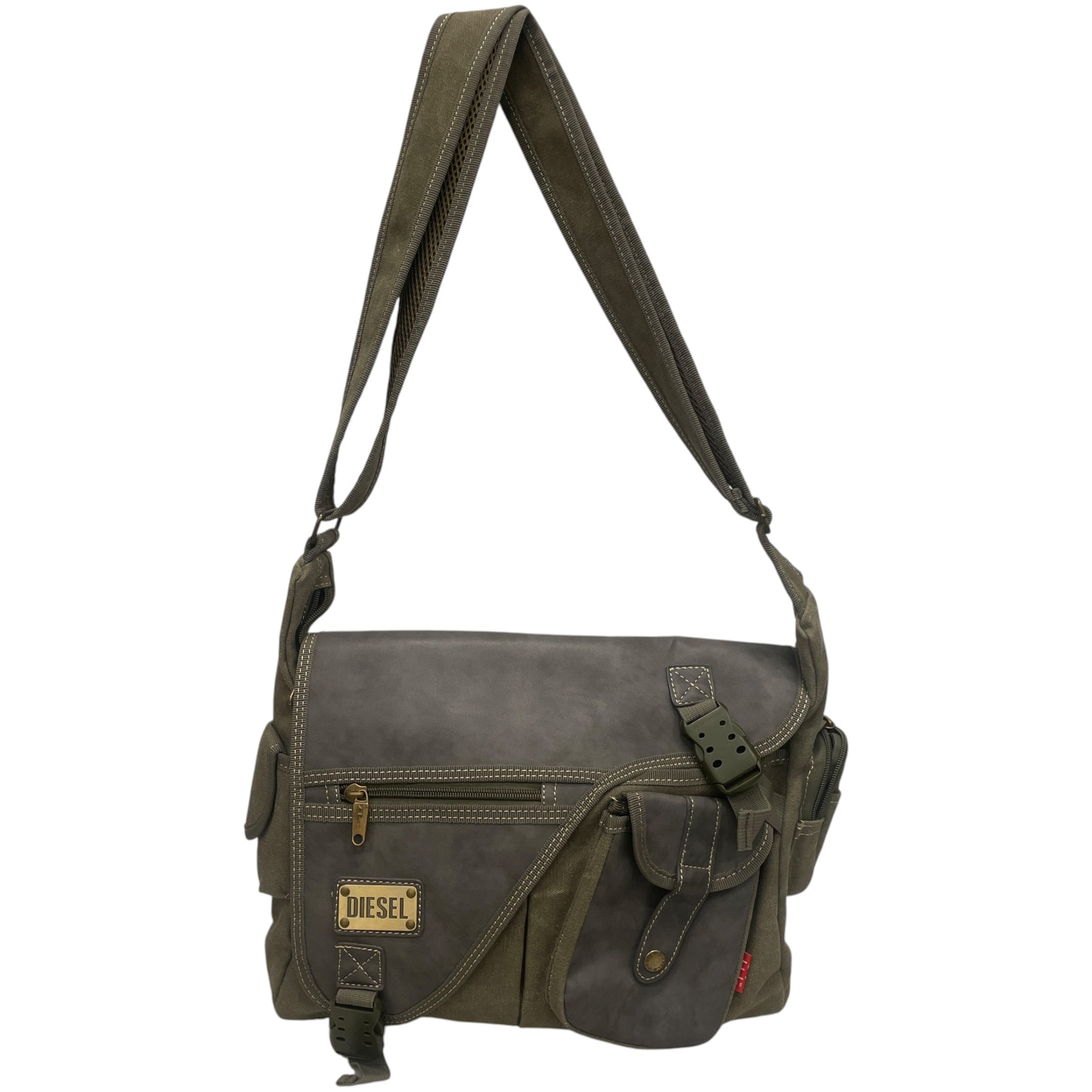 DIESEL/Cross Body Bag/Cotton/GRN/ASYMMETRICAL FLAP/POCKET view 1