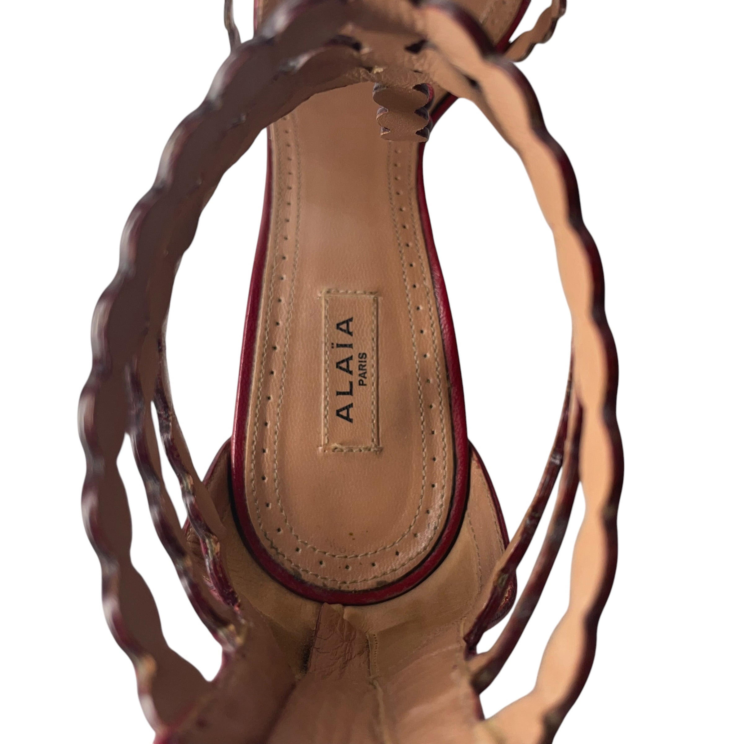 ALAIA/Heels/EU 37/Leather/RED/Open-Toe/ankle strap view 3