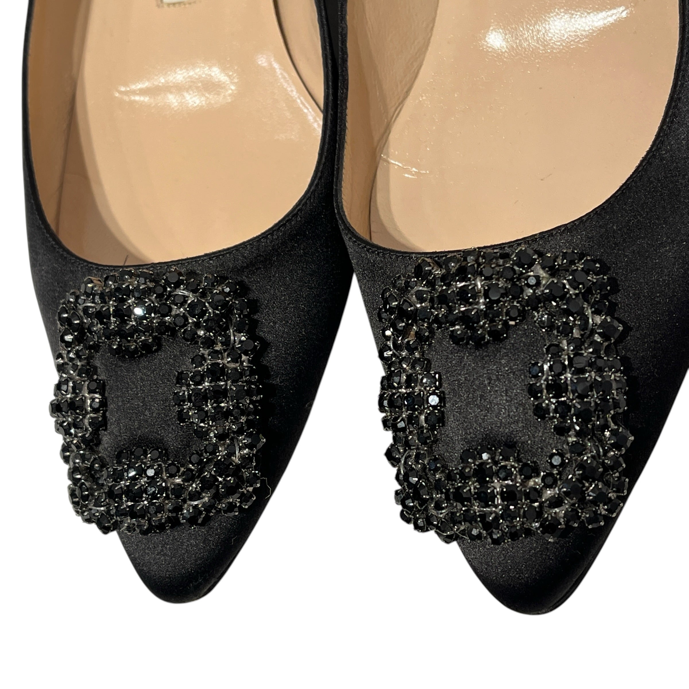 MANOLO BLAHNIK/Flat Shoes/EU 36.5/BLK/jewel flat view 6