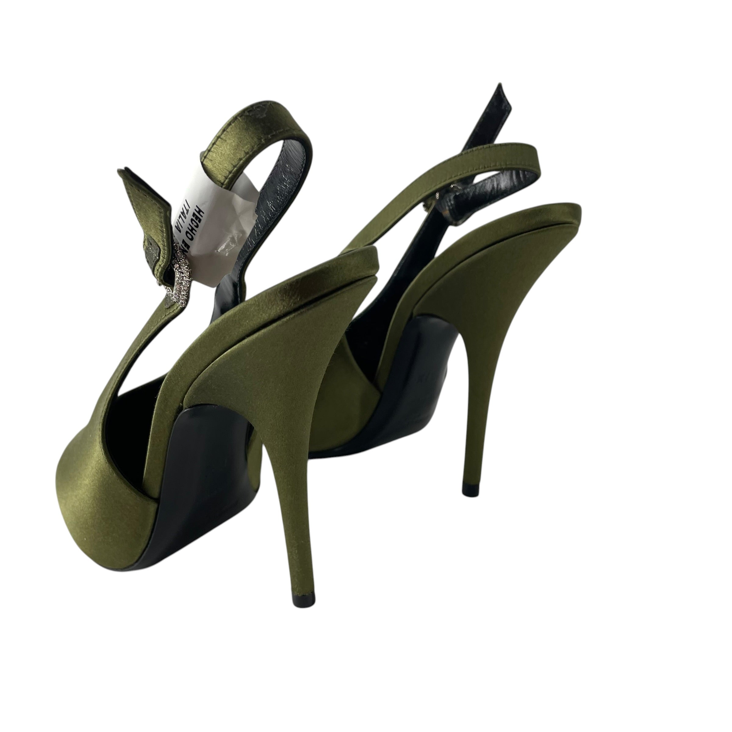 SAINT LAURENT/Heels/EU 37.5/Silk/GRN/BNWT BEDAZZLED CLASP view 2