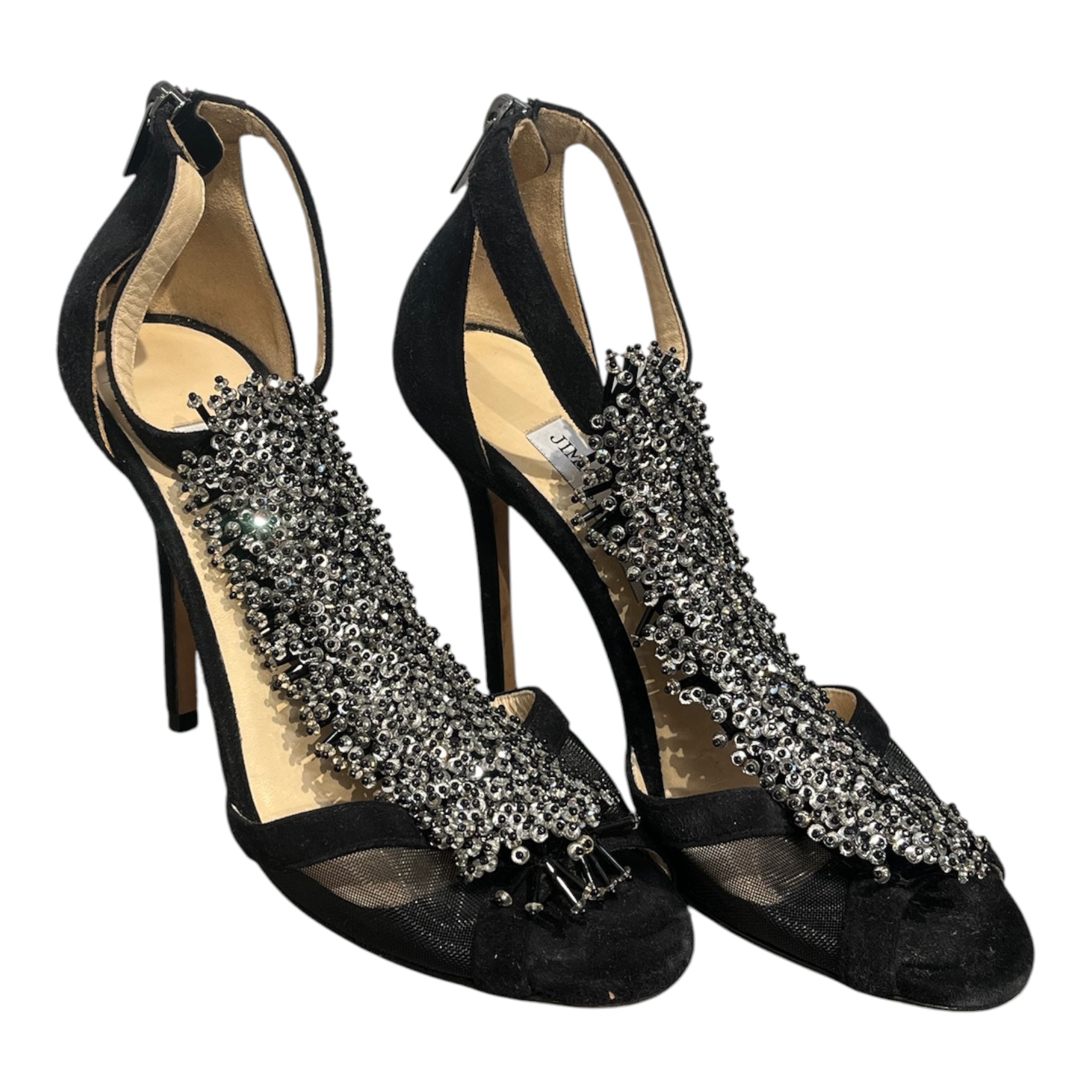 JIMMY CHOO/Heels/EU 37/BLK/BLACK BEADED HEELS view 1