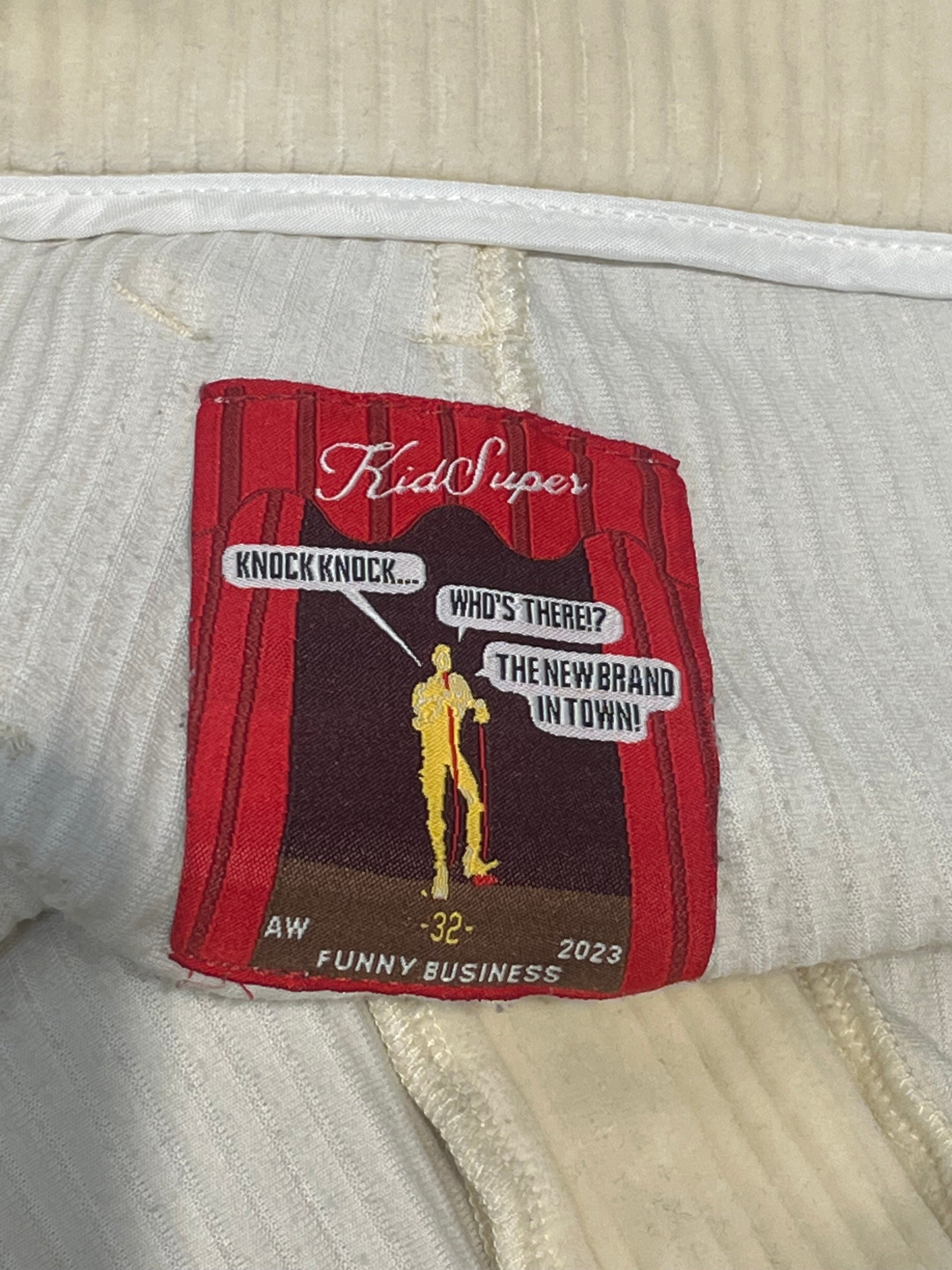 KIDSUPER STUDIOS/Pants/32/Cotton/CRM/cordouroy with embrodiery view 3