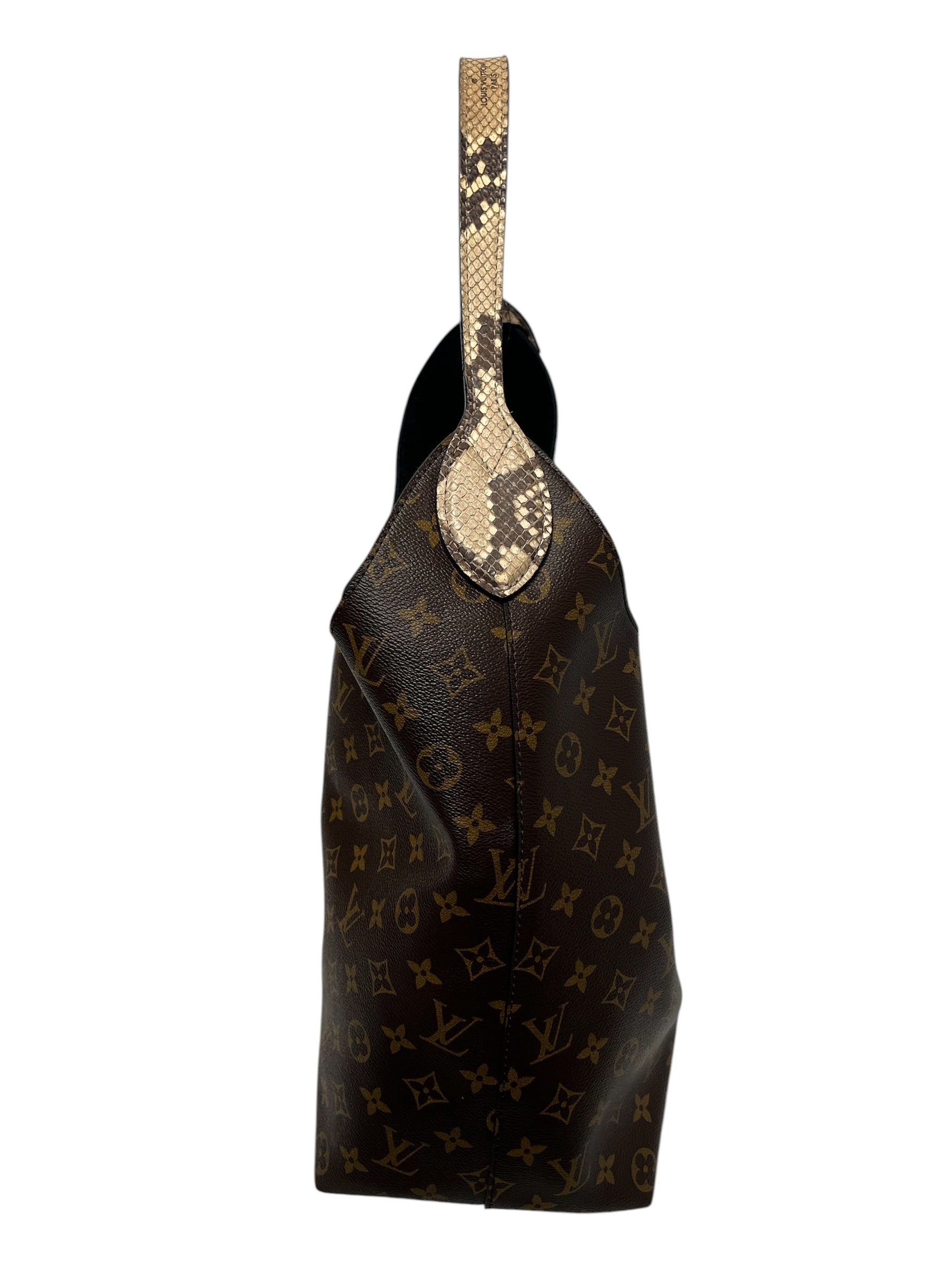 LOUIS VUITTON/Hand Bag/All Over Print/Leather/BRW/Flower Hobo Python view 4