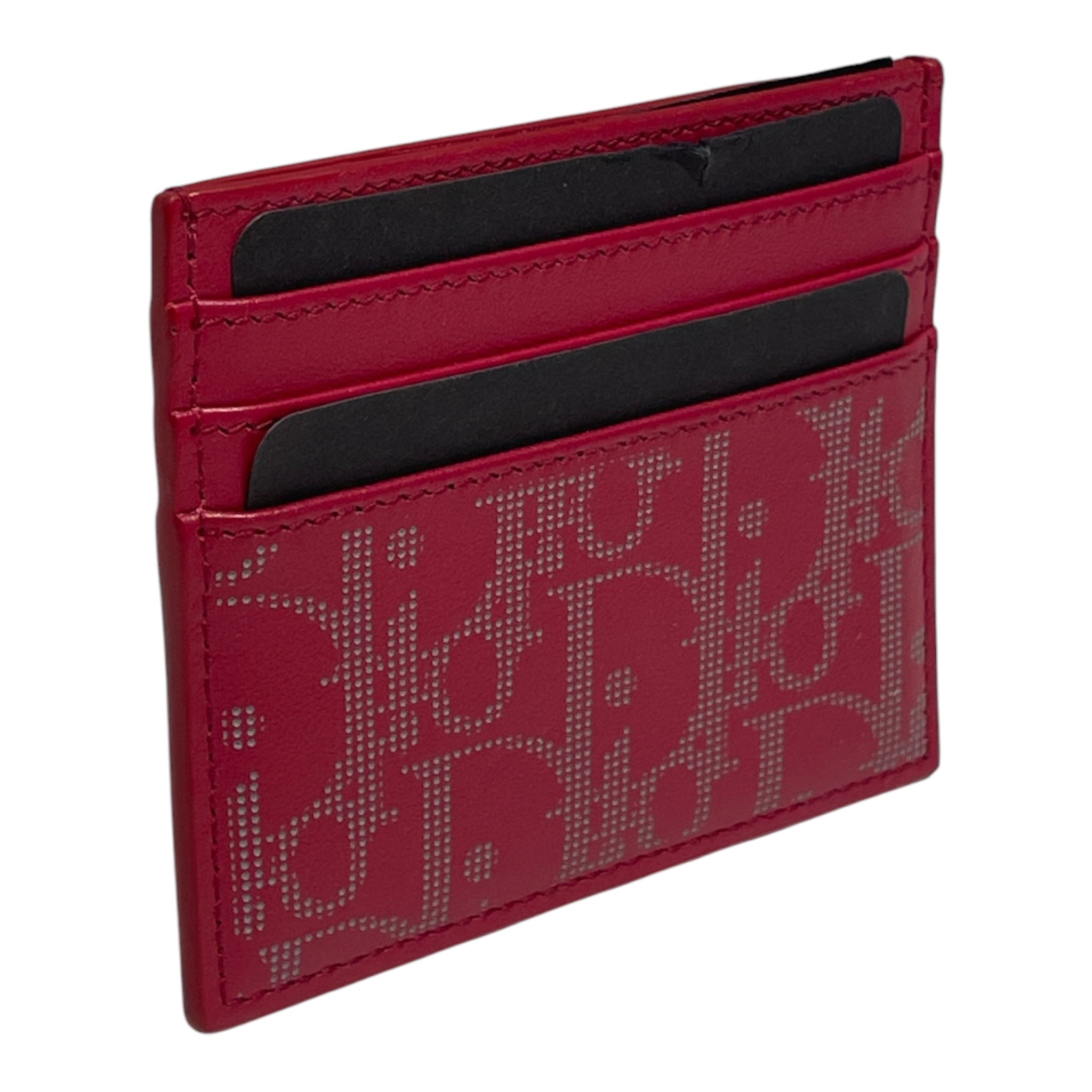 Christian Dior/Wallet/Monogram/Leather/RED/Cardholder view 1