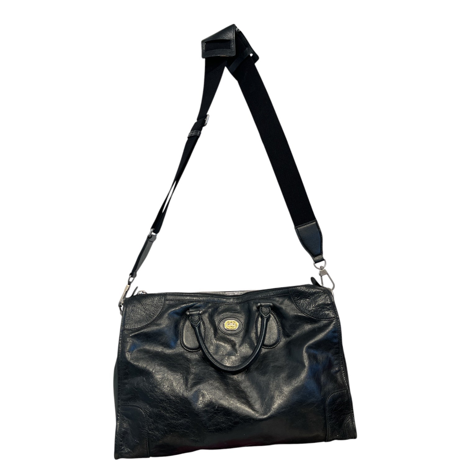 GUCCI/Bag/Leather/BLK/leather duffle view 5