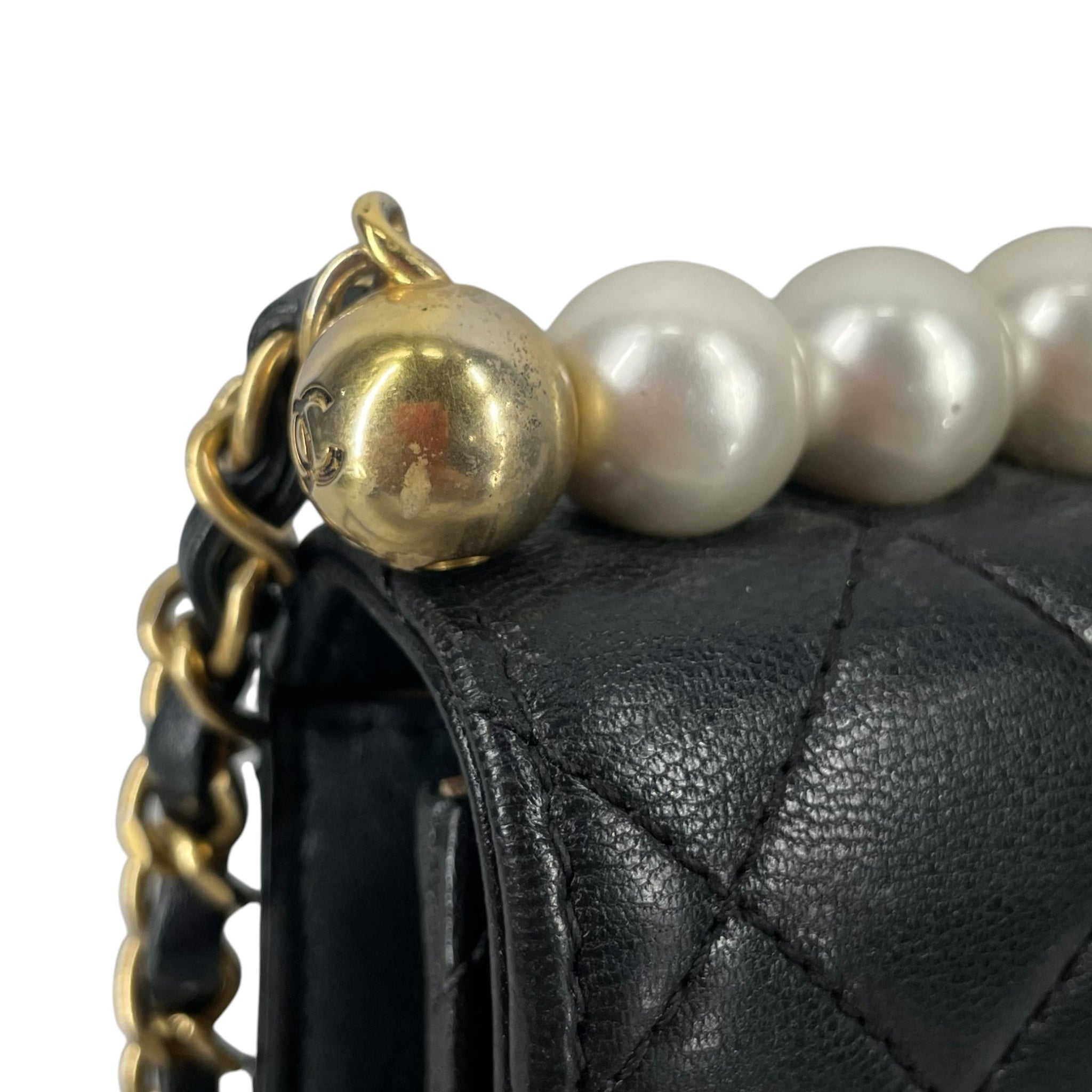 CHANEL/Cross Body Bag/Leather/BLK/29126813 PEARL TOP MINI BAG view 5