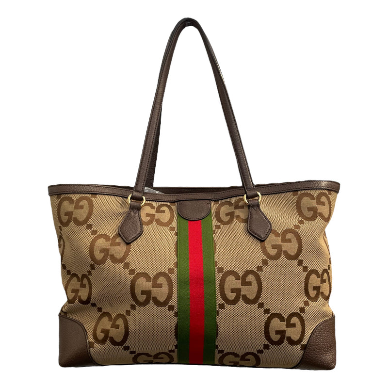 GUCCI/Tote Bag/OS/Monogram/Leather/BRW/OPHIDIA JUMPO GG
