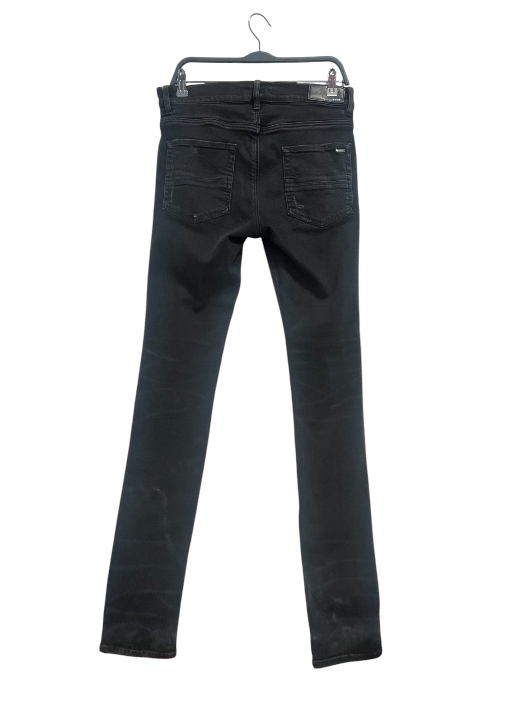 AMIRI/Skinny Pants/32/Cotton/BLK/blu ppl dye leather/ dirstress view 2