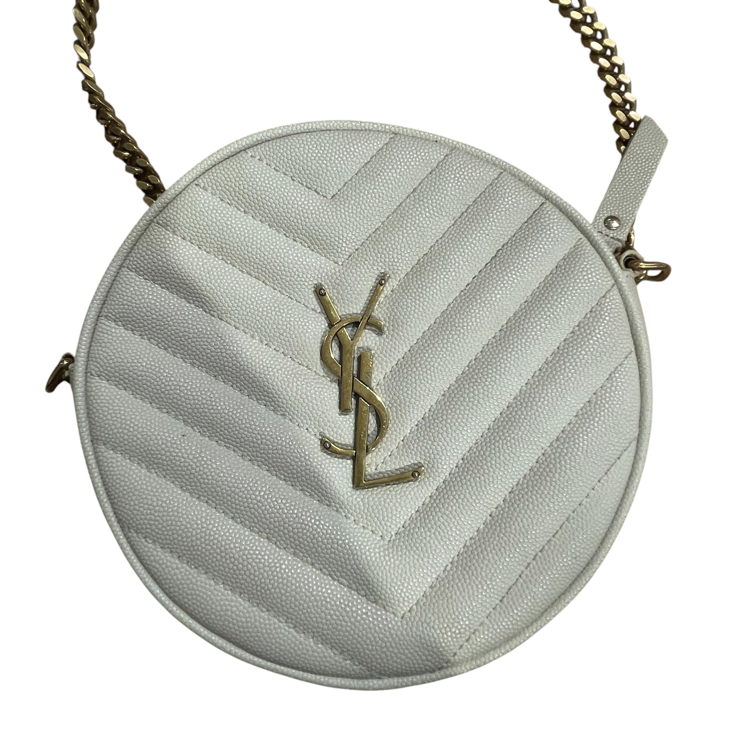 SAINT LAURENT/Cross Body Bag/Leather/CRM/round camera bag view 4