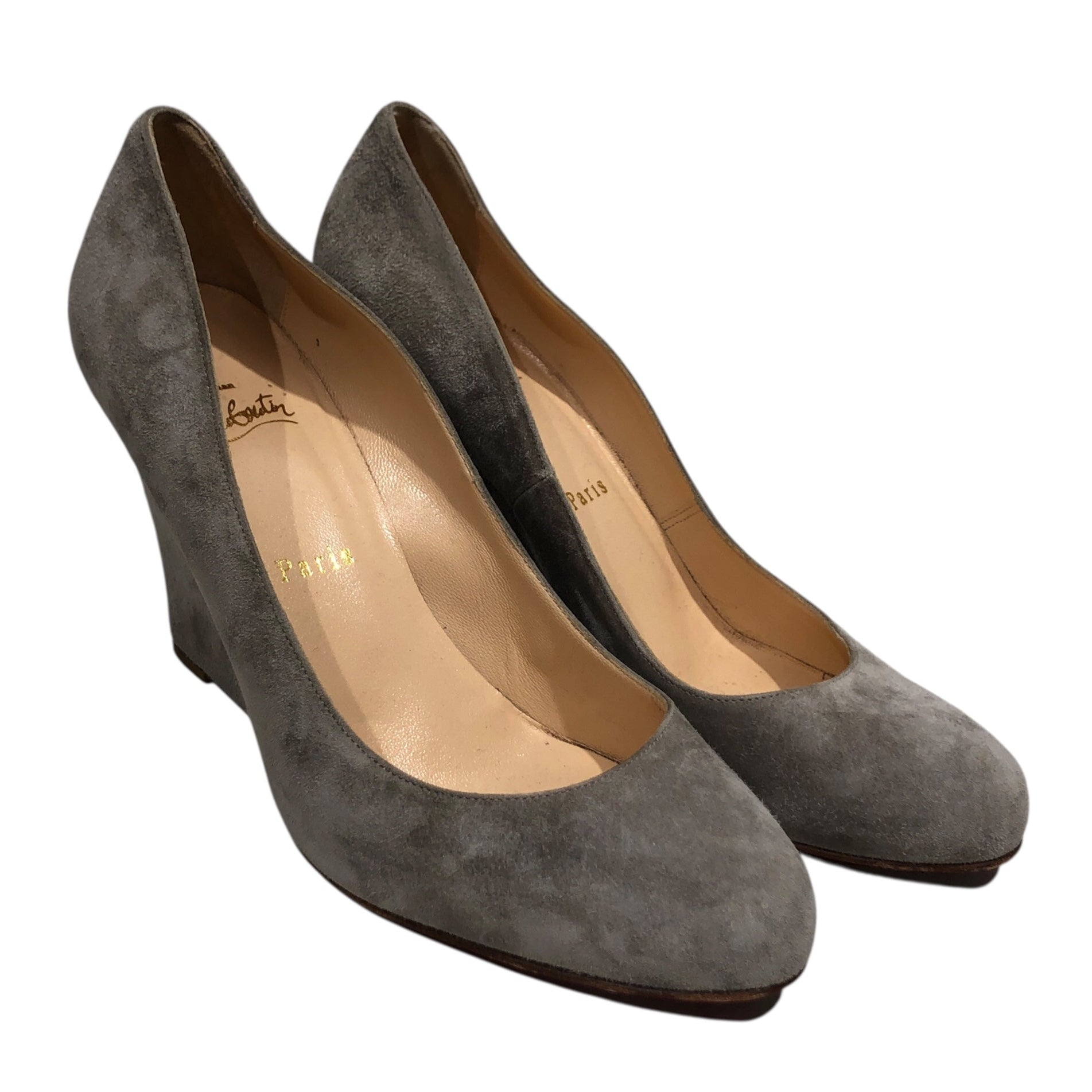 Christian Louboutin/Heels/US 8.5/Suede/GRY/Wedge Heel view 1