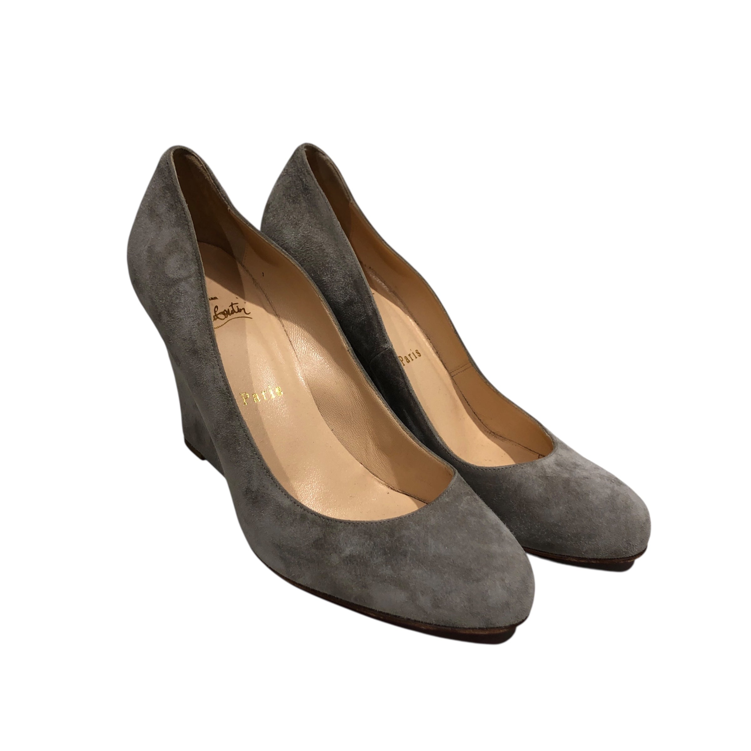 Christian Louboutin/Heels/US 8.5/Suede/GRY/Wedge Heel view 1