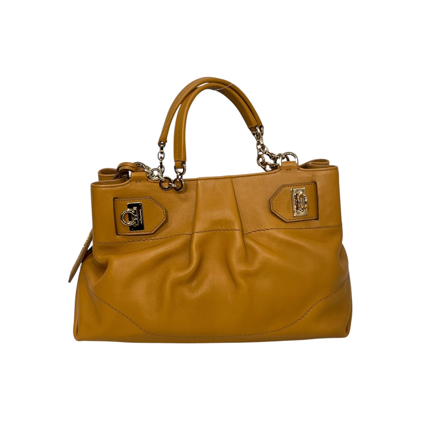 Salvatore Ferragamo/Tote Bag/Leather/YEL/Gancini W Gold Chain view 1